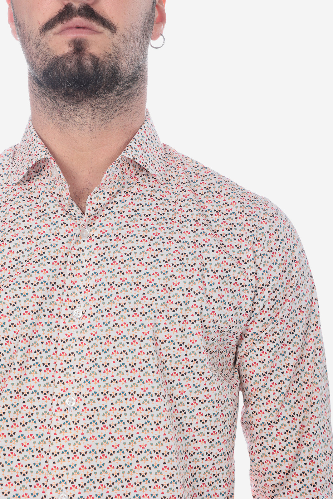 Camicia fantasia bouquet bianco