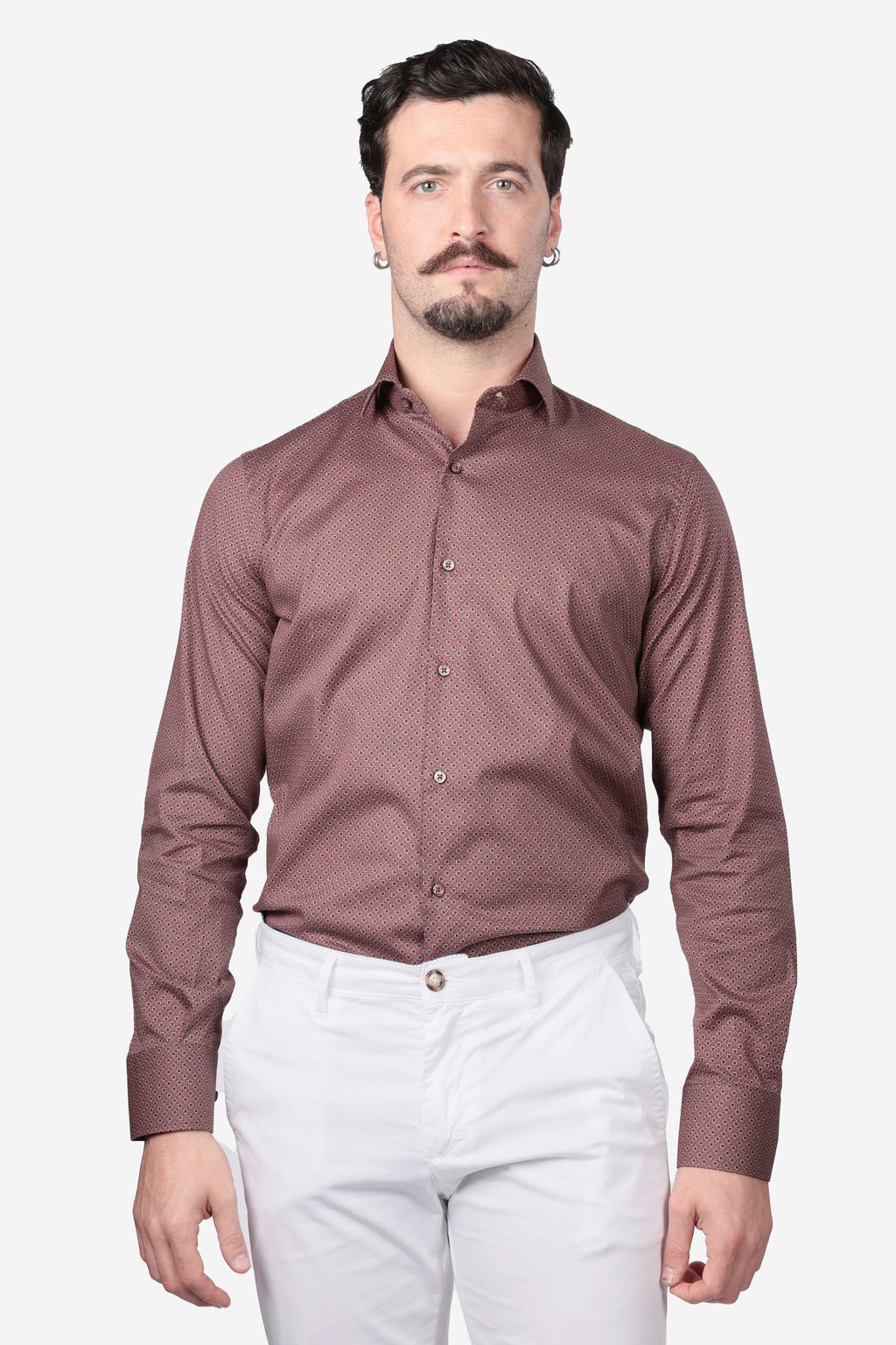 Camicia facile stiro a fantasia labirinto