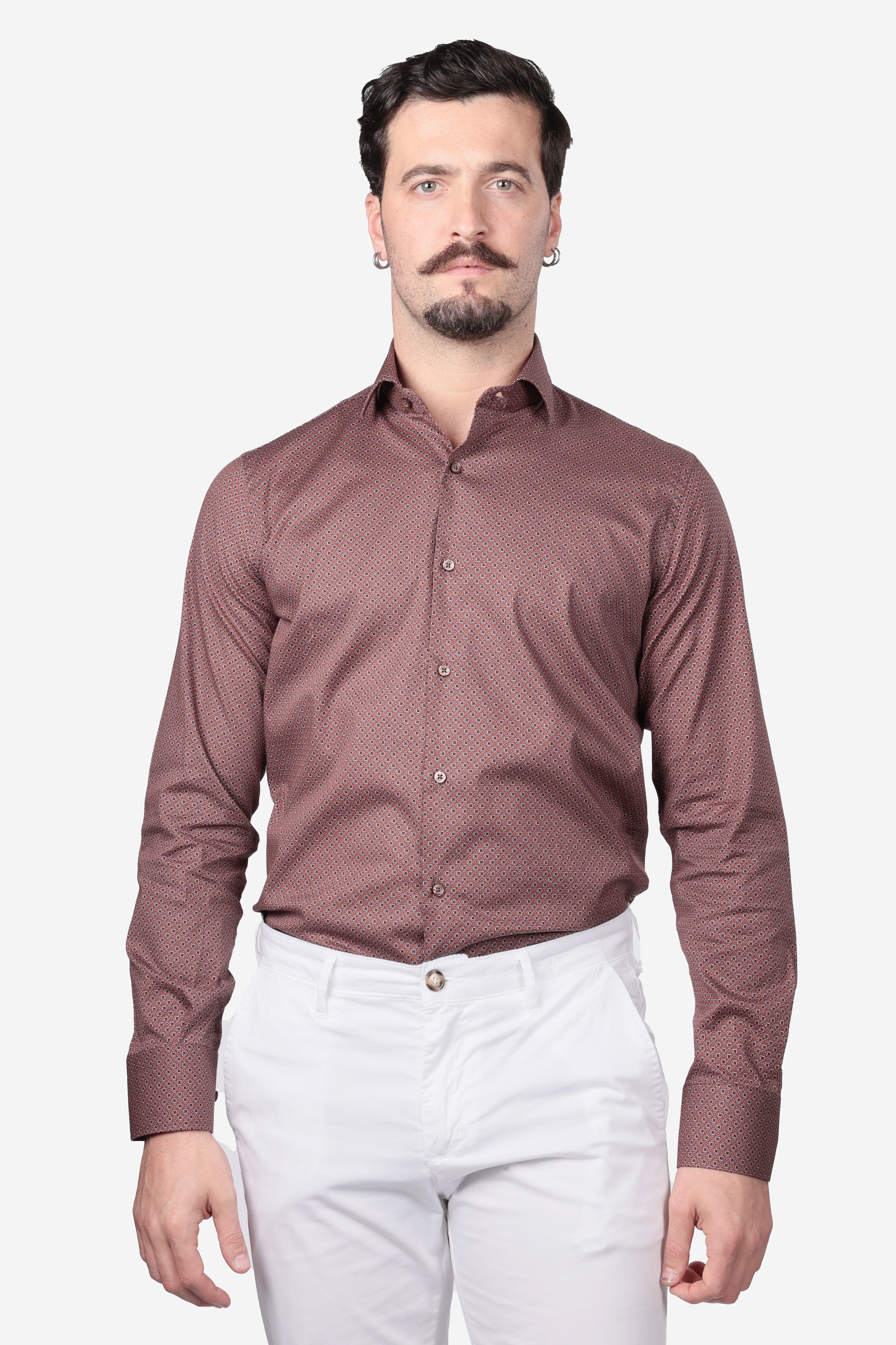 Camicia facile stiro a fantasia labirinto
