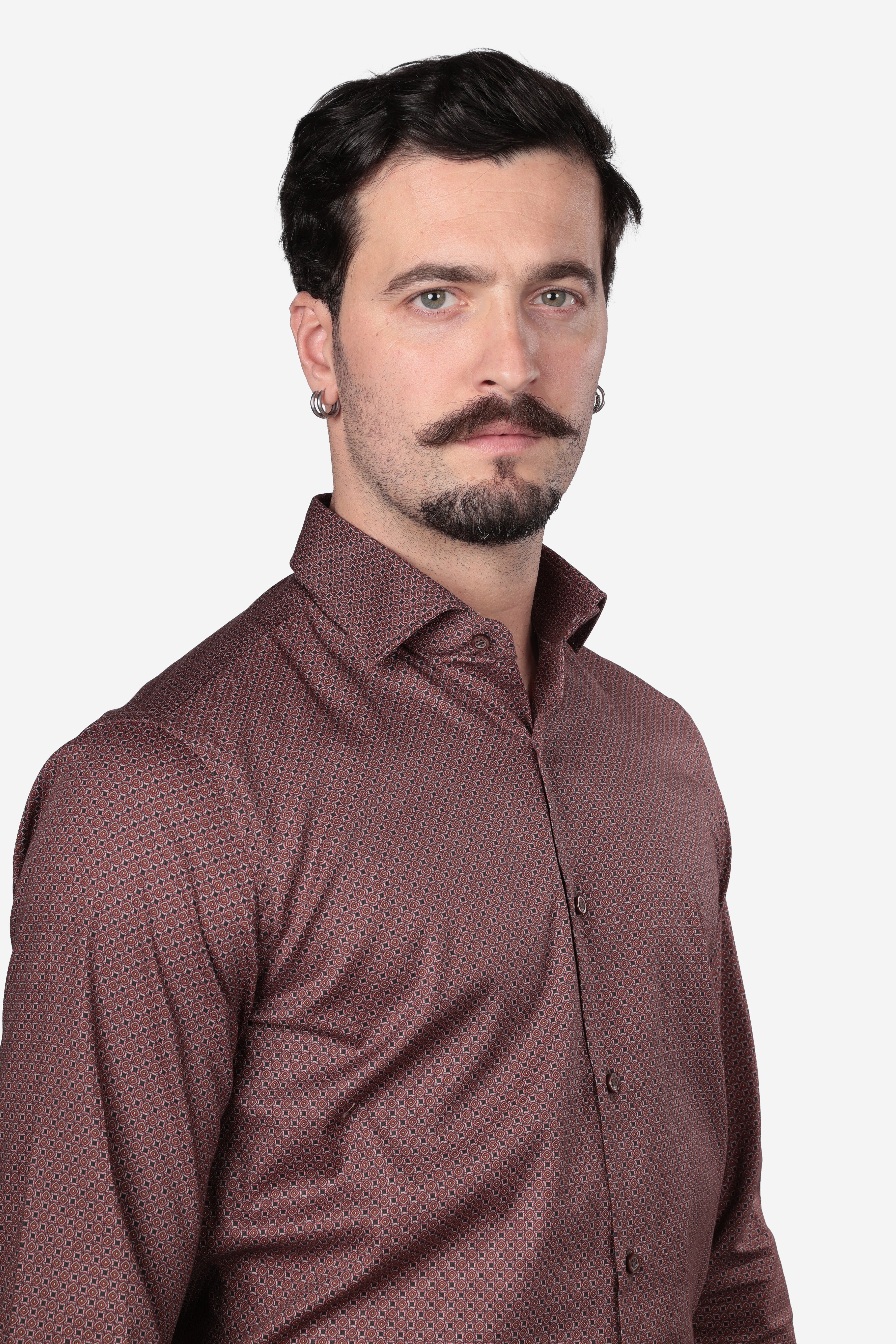 Camicia facile stiro a fantasia labirinto
