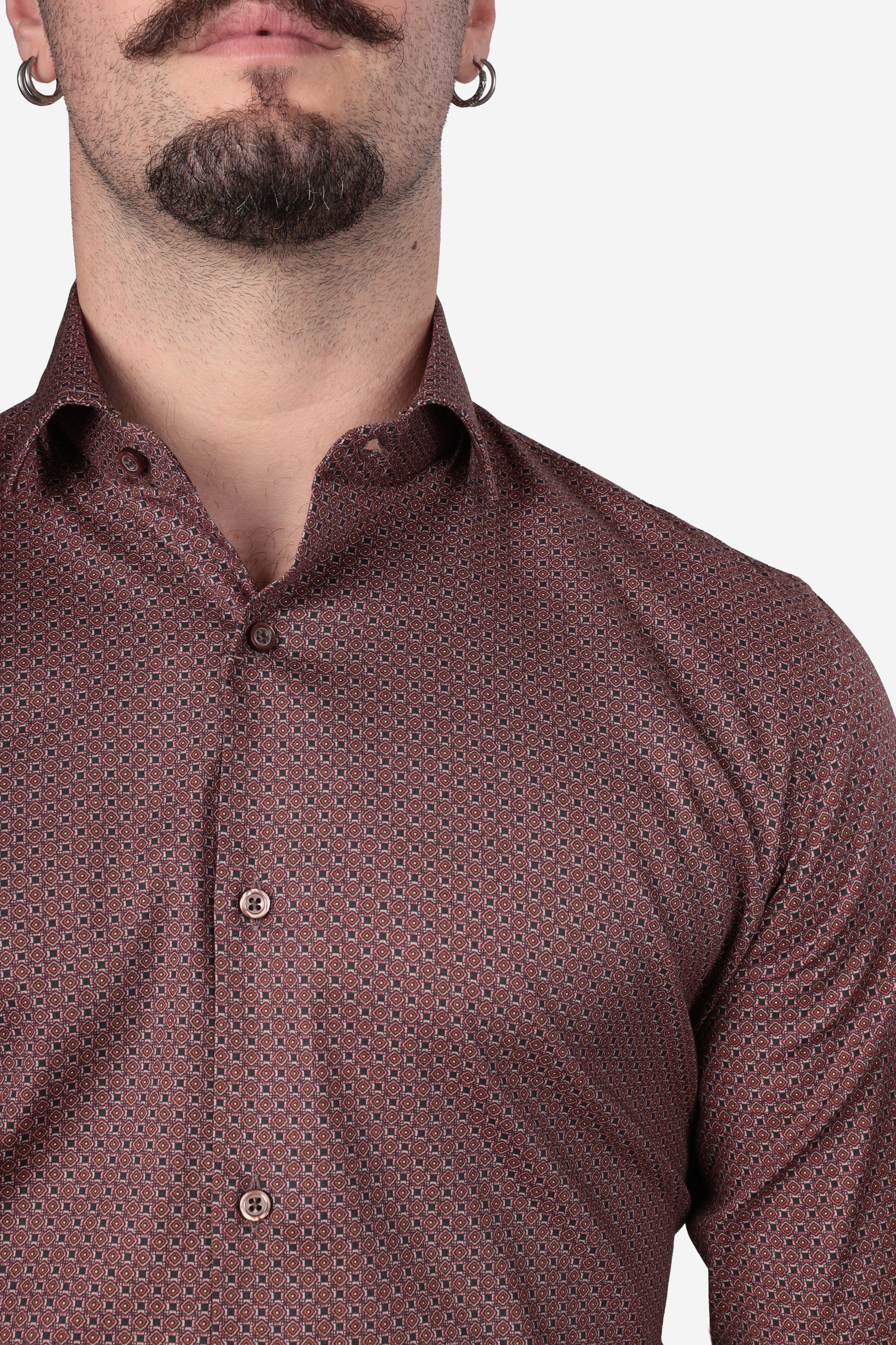 CAMICIA 100% COTONE FACILE STIRO CON FANTASIA LABIRINTO