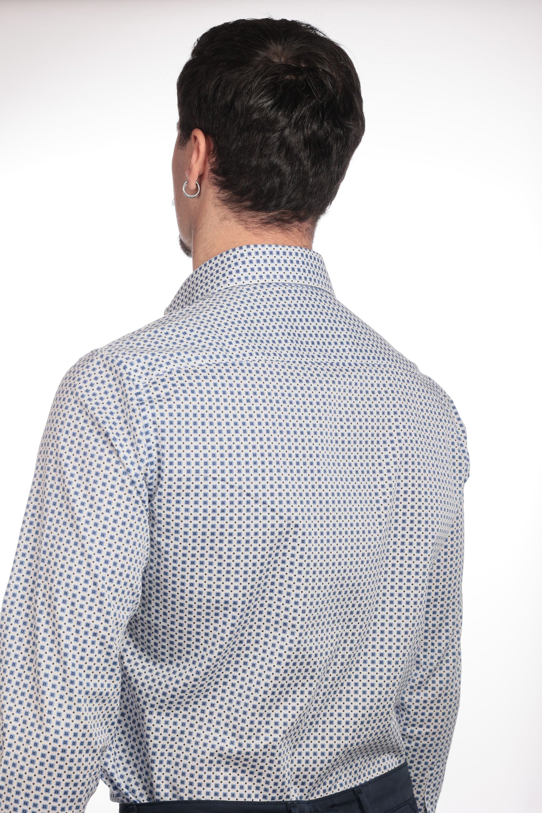 Camicia facile stiro a fantasia fiori-pois