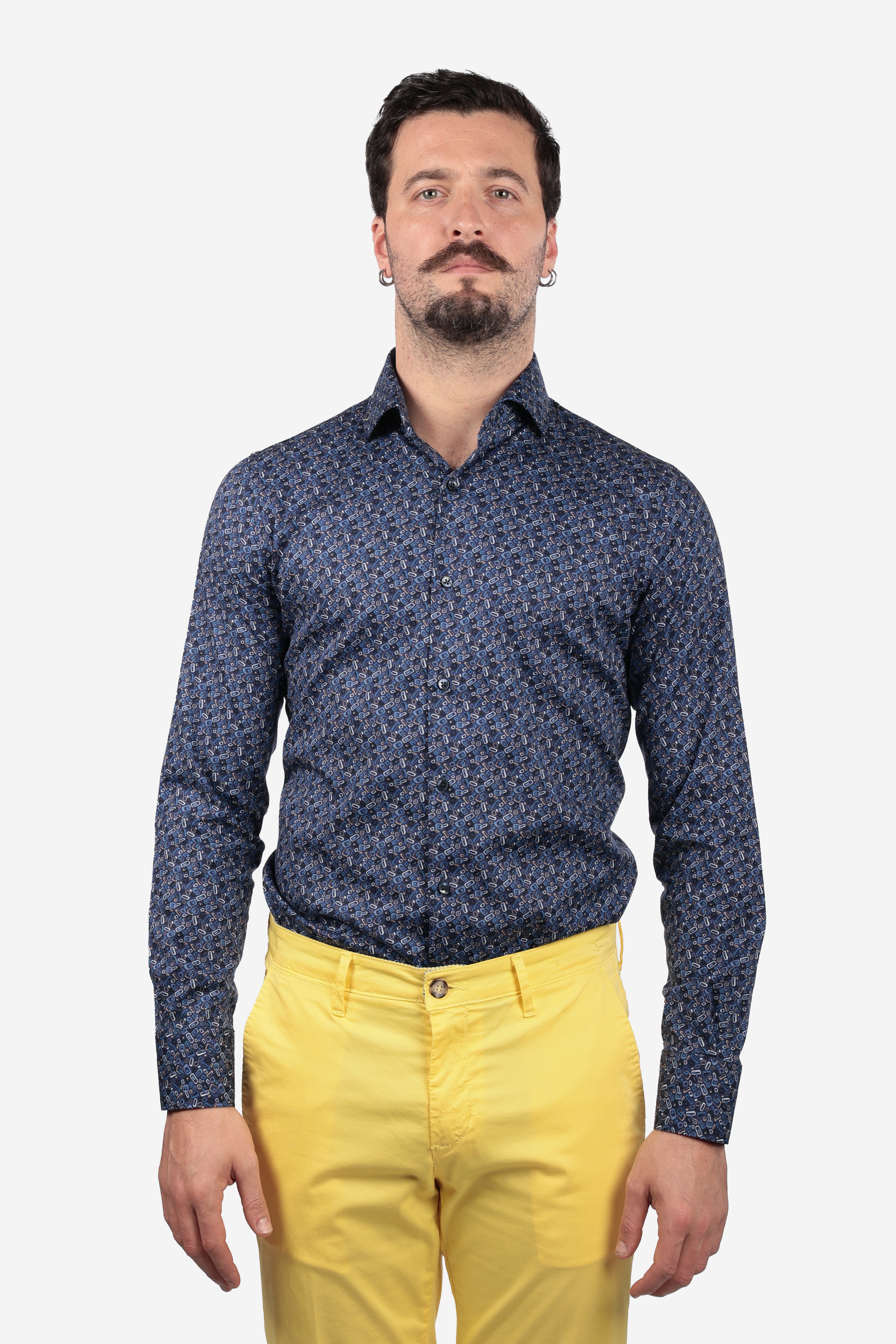 Camicia facile stiro a fantasia linee