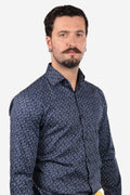 Camicia facile stiro a fantasia linee