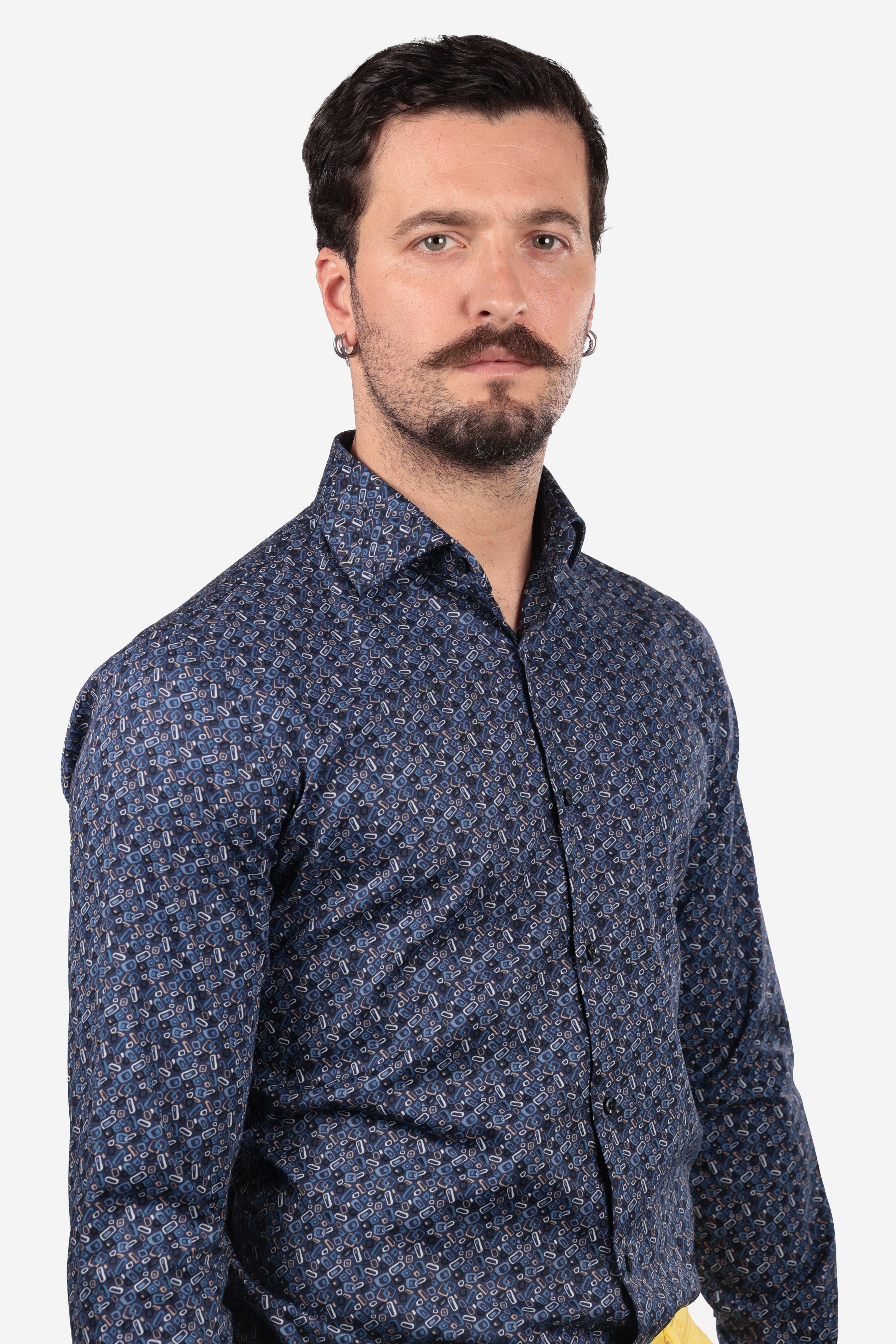 Camicia facile stiro a fantasia linee