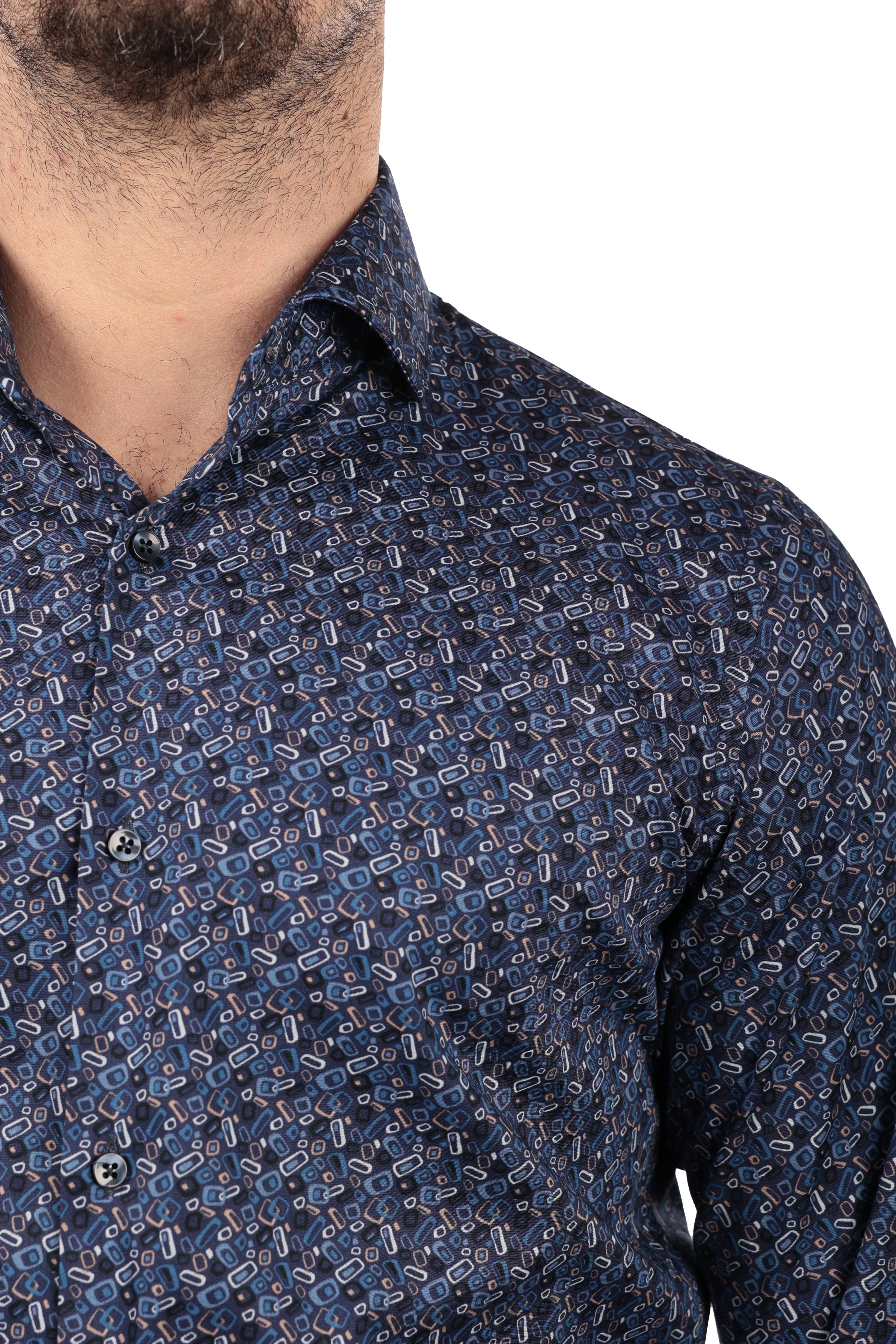Camicia facile stiro a fantasia linee