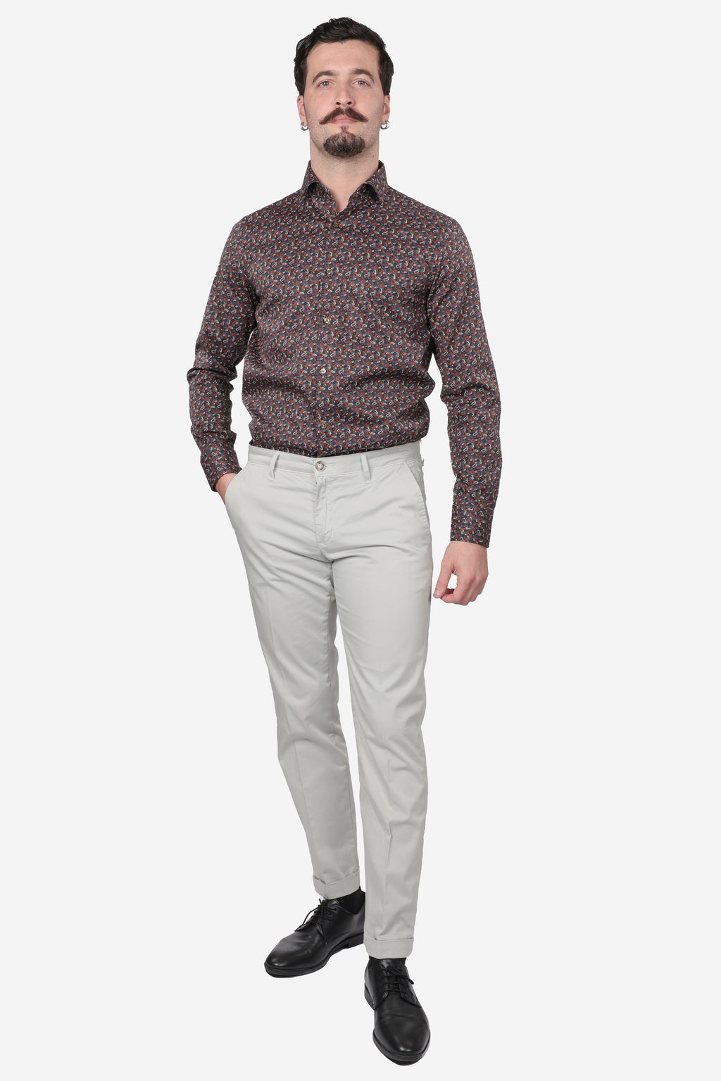 Camicia facile stiro a fantasia linee