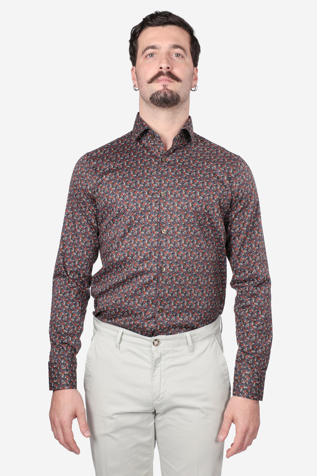 Camicia facile stiro a fantasia linee