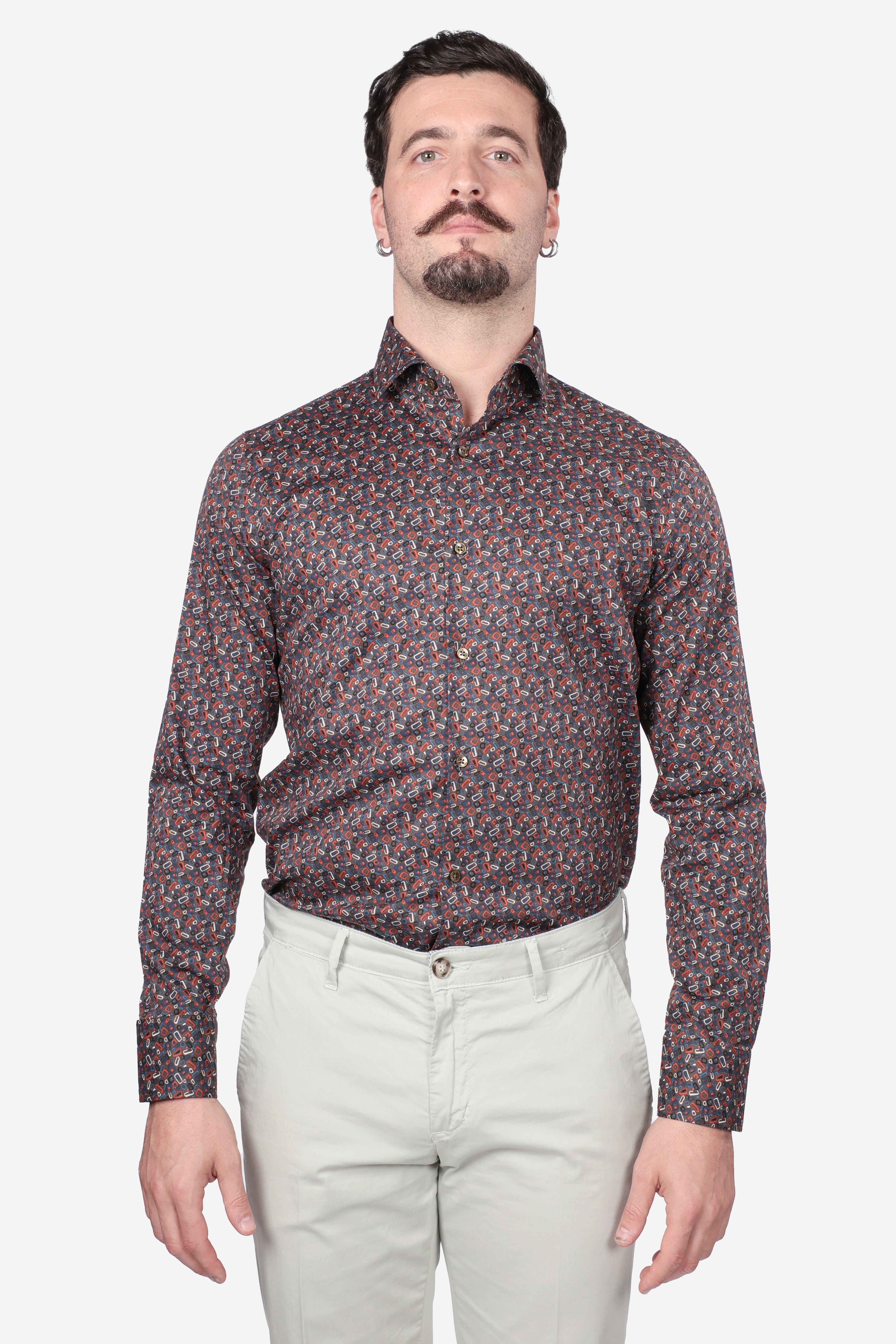 Camicia facile stiro a fantasia linee