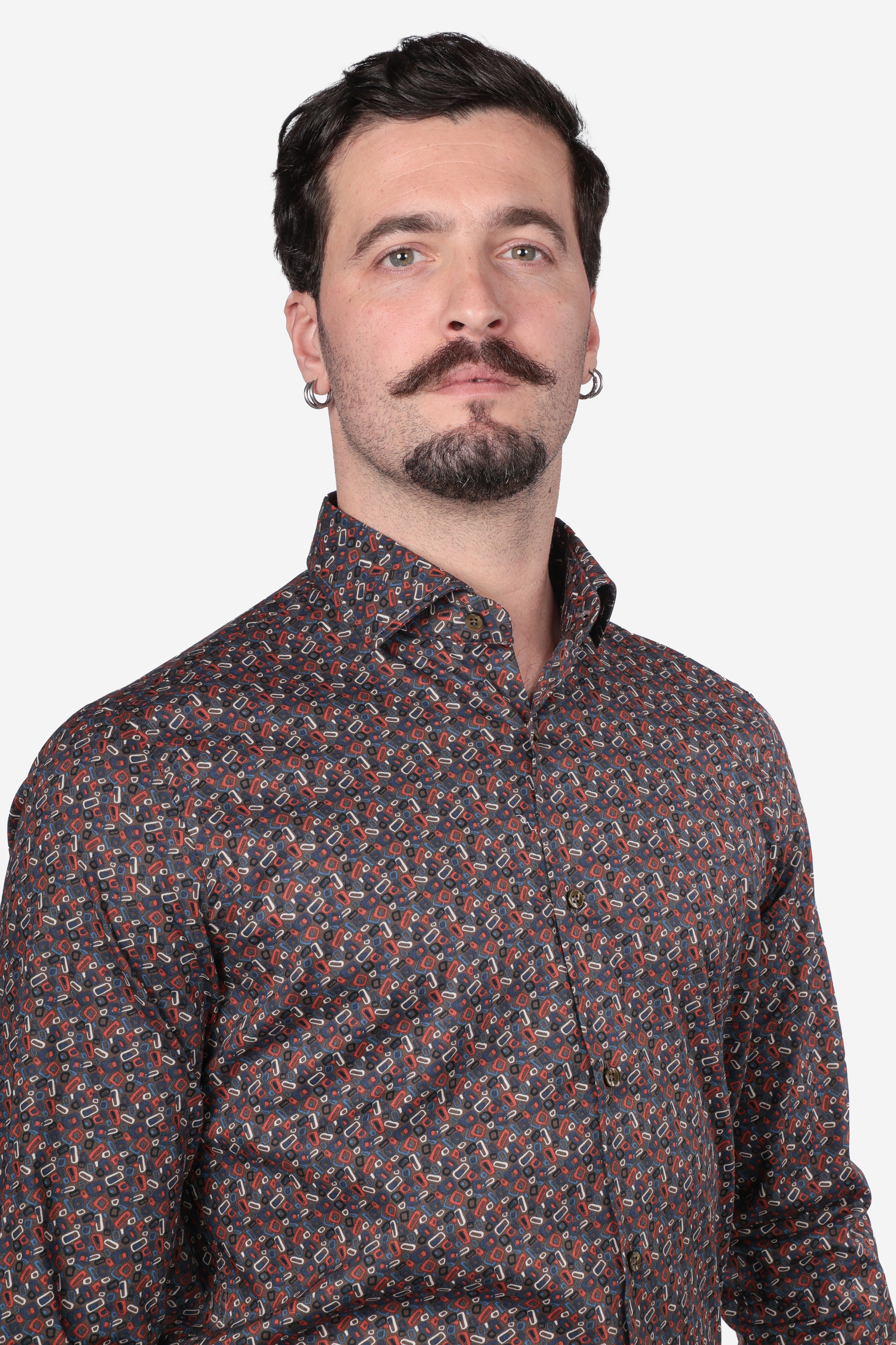 Camicia facile stiro a fantasia linee
