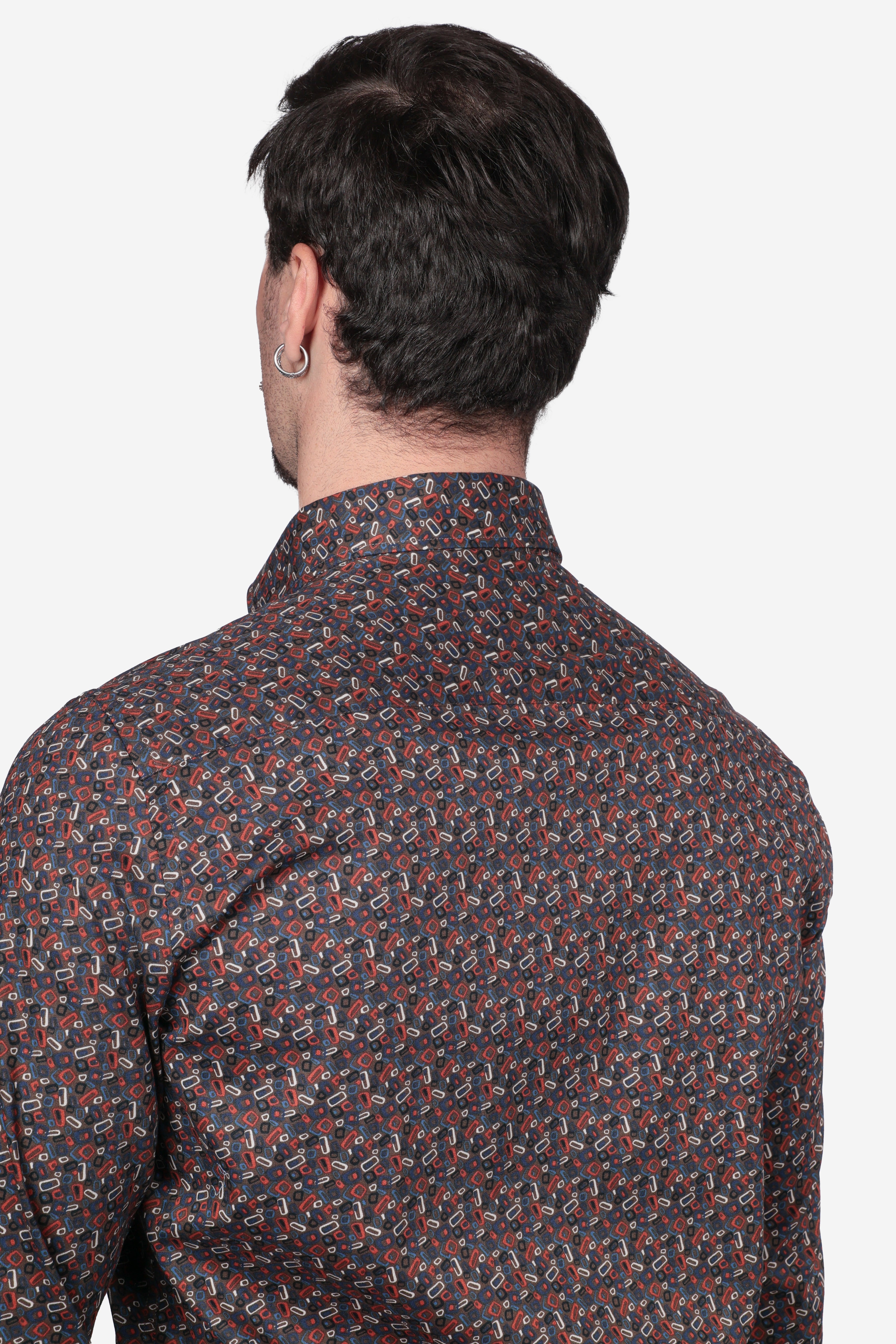 Camicia facile stiro a fantasia linee