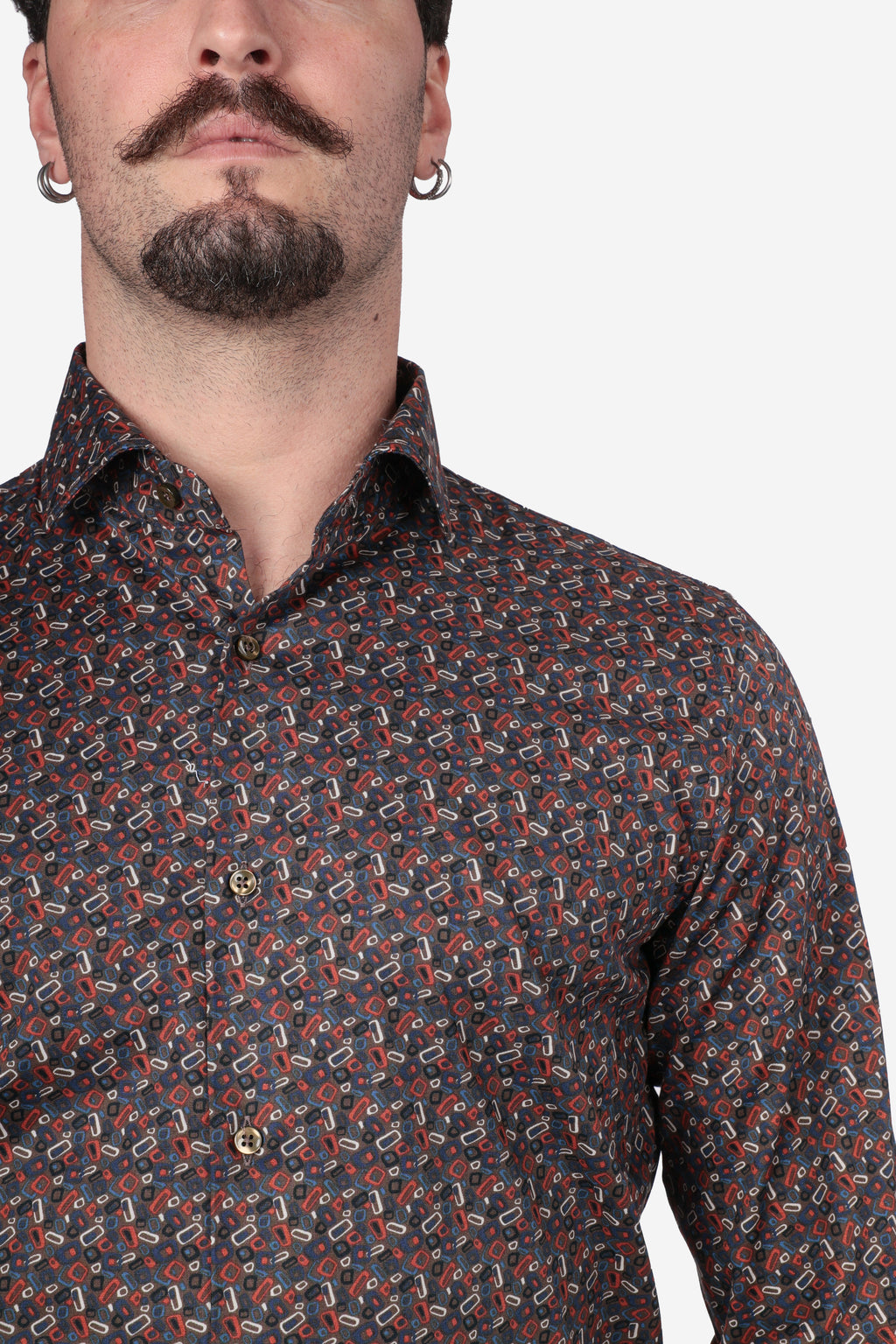 Camicia facile stiro a fantasia linee