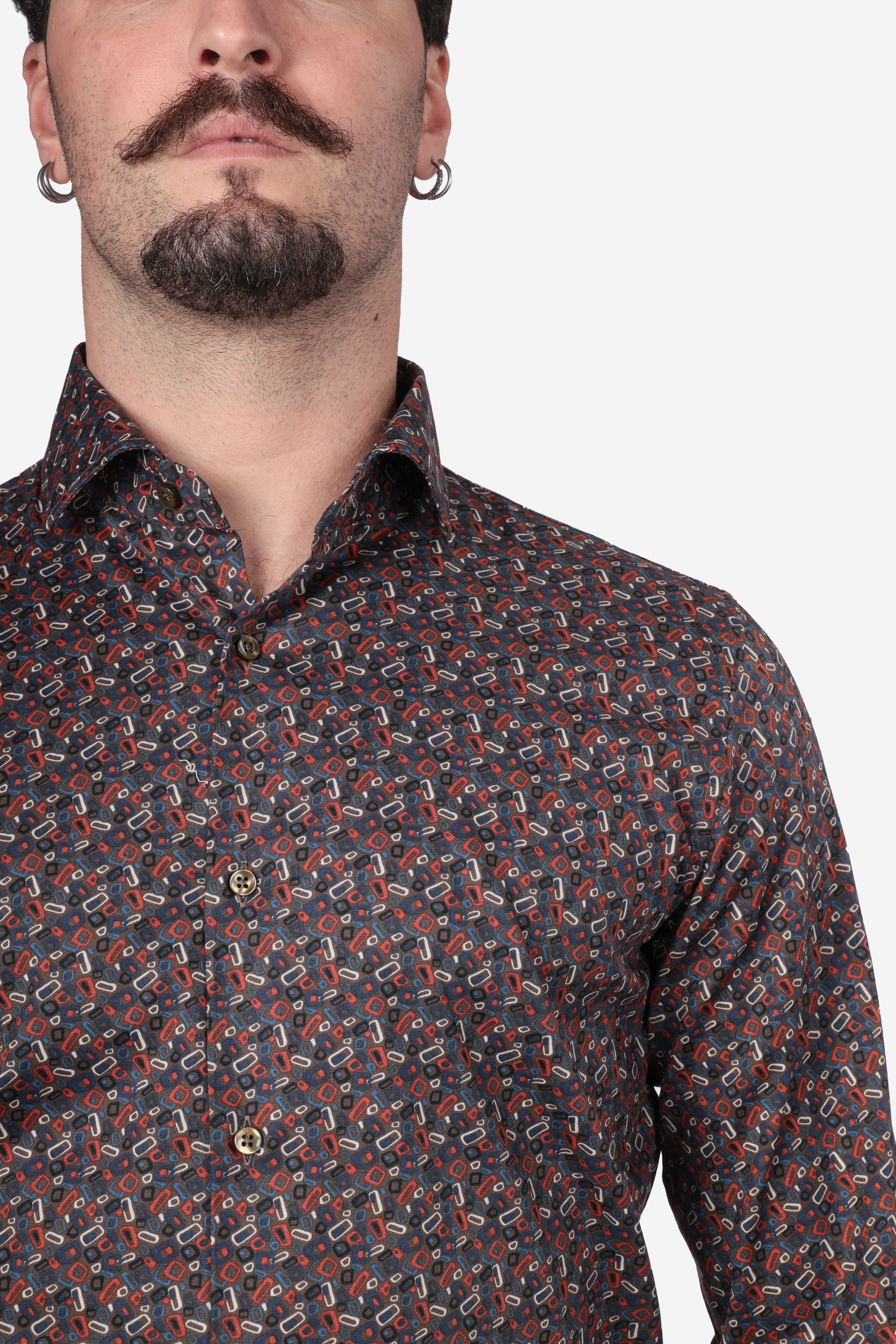 Camicia facile stiro a fantasia linee