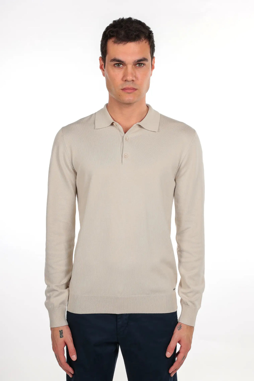 Maglia polo tre bottoni a maniche lunghe