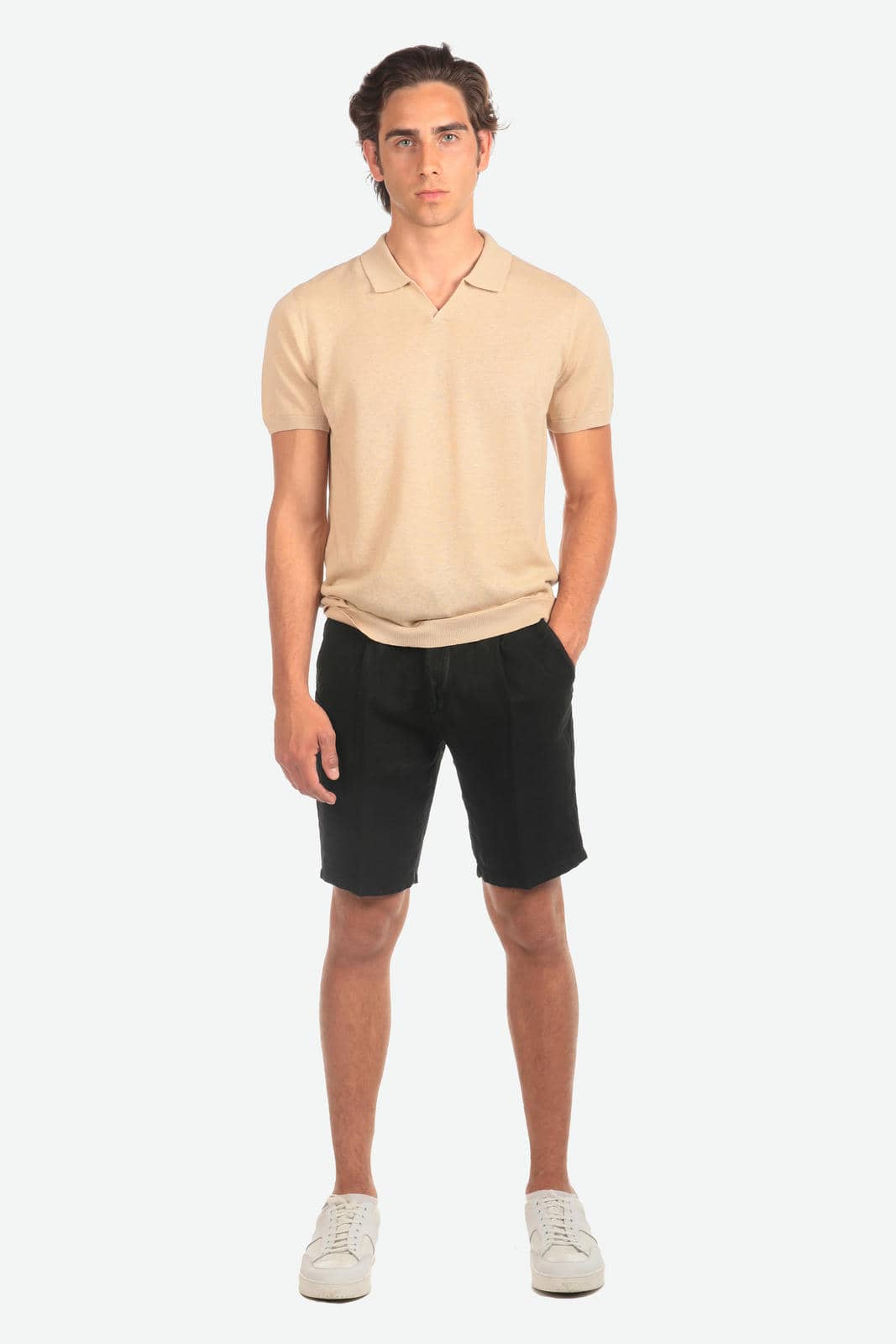 Bermuda in 100% lino con pences