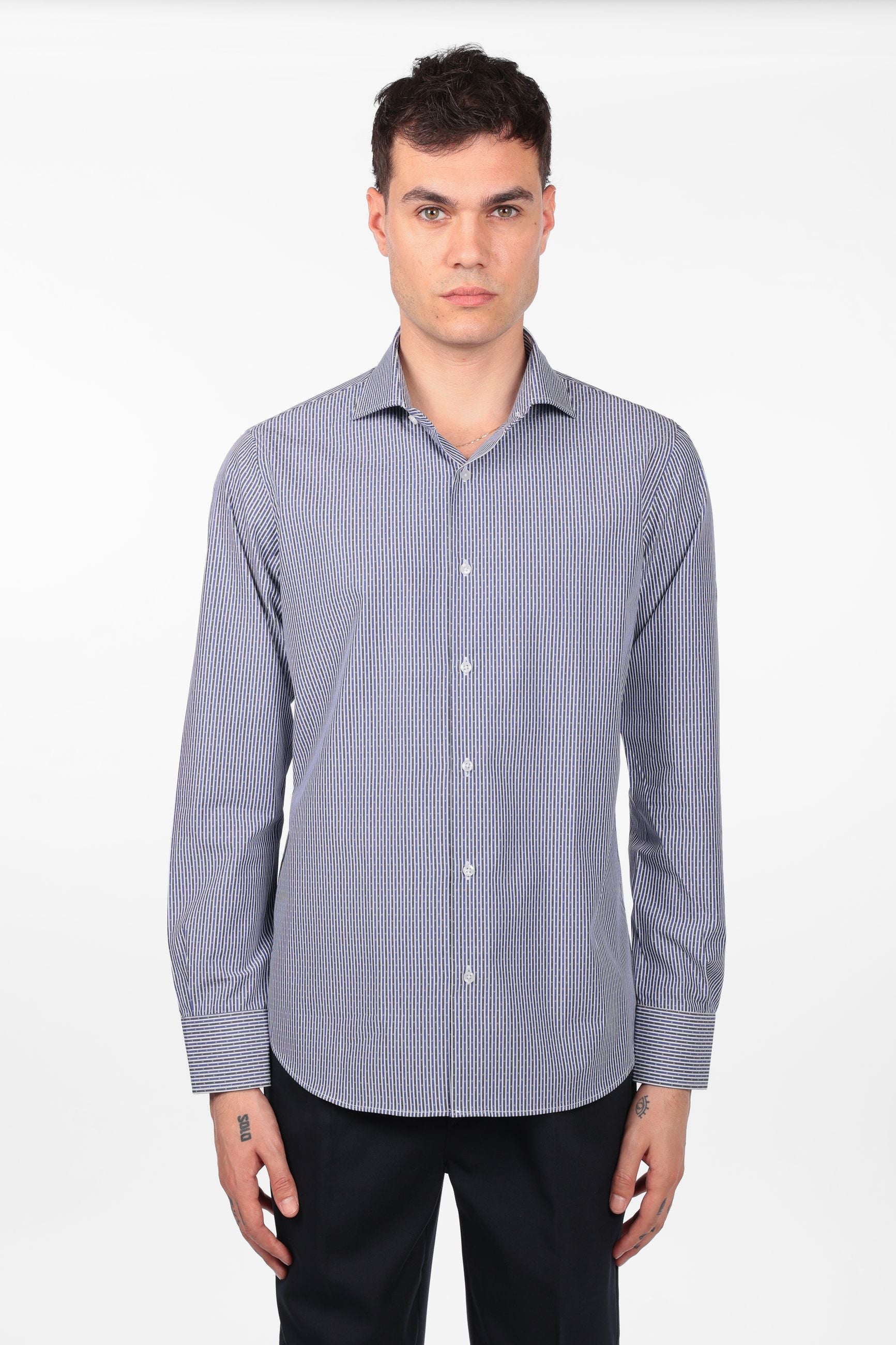 Camicia 100% cotone riga rombo