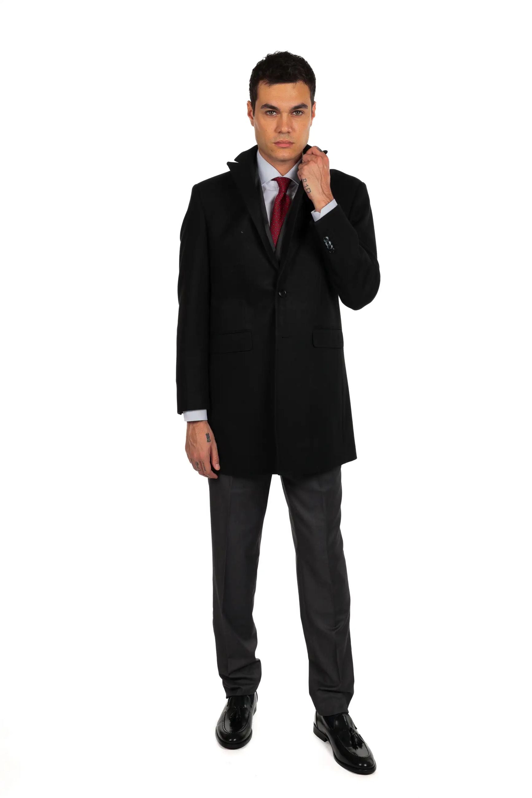 Cappotto monopetto petto a lancia