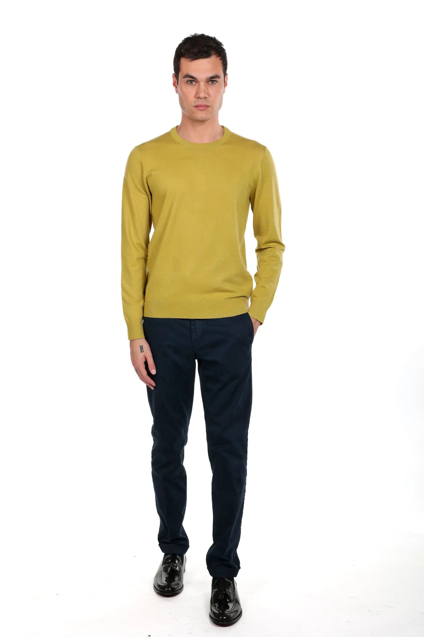 Maglia girocollo tessuto antiallergico effetto lanato