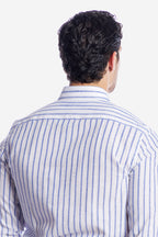 Camicia 100% lino fondo bianco con riga