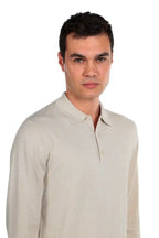 Long-sleeved three-button polo shirt