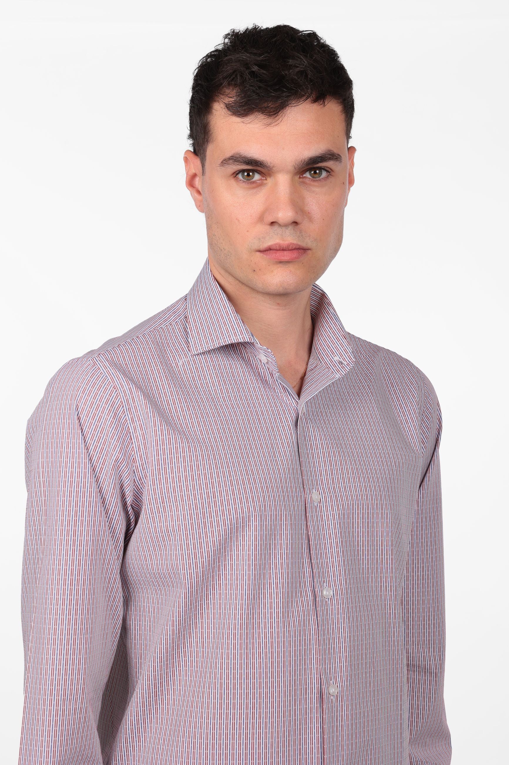 Camicia 100% cotone fantasia bastoncino bicolor