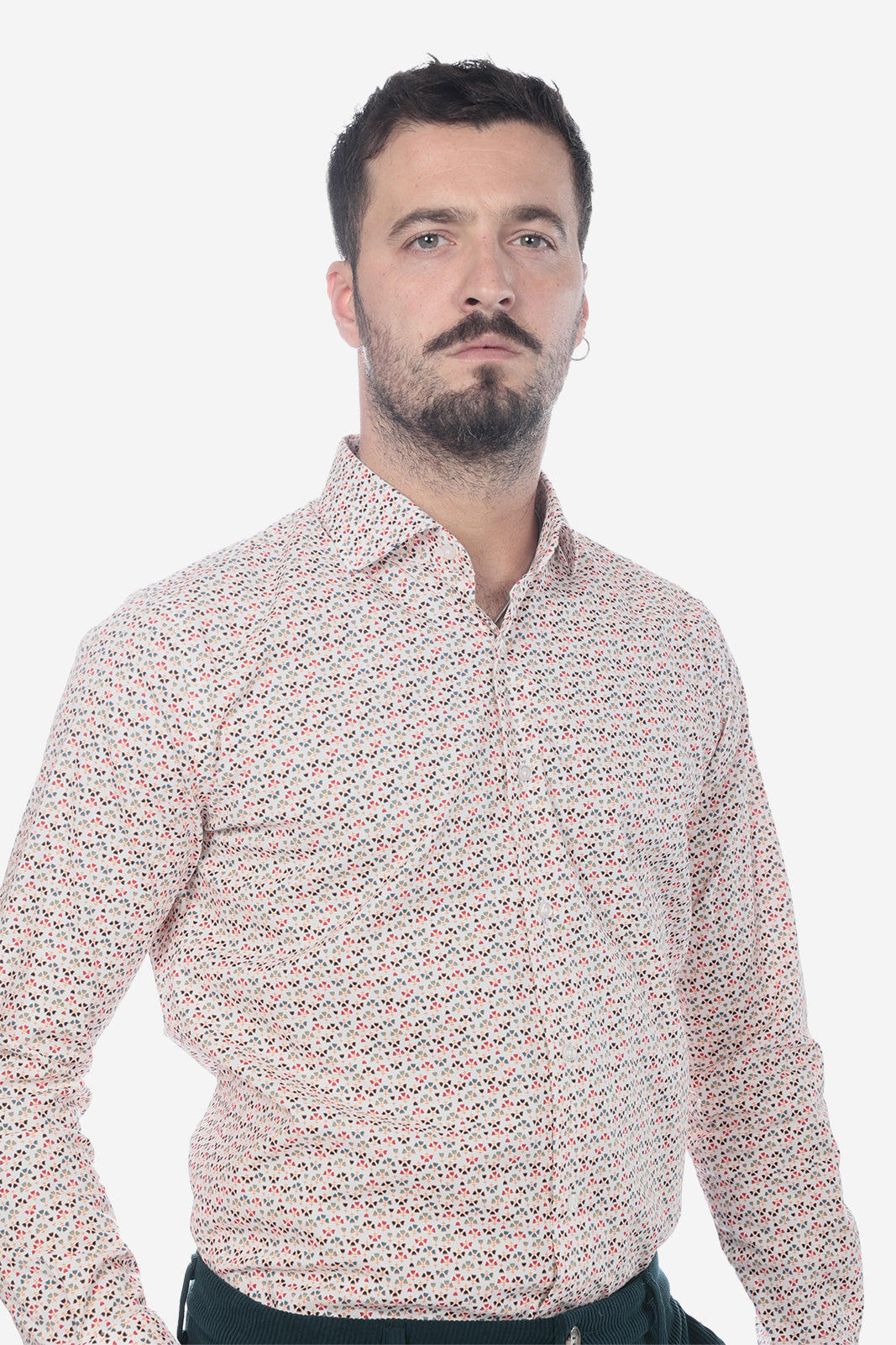 Camicia fantasia bouquet bianco