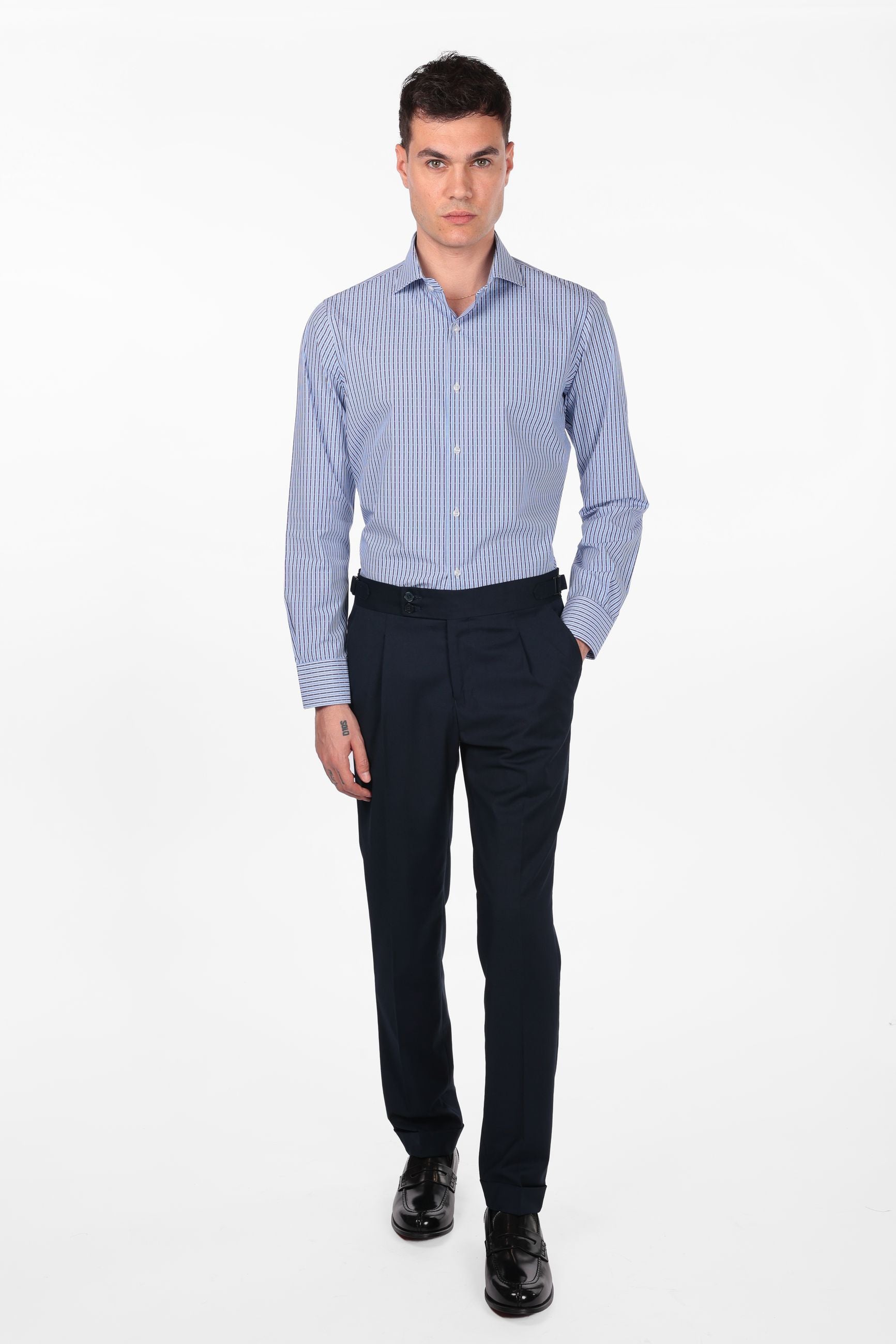 Camicia 100% cotone riga rombo