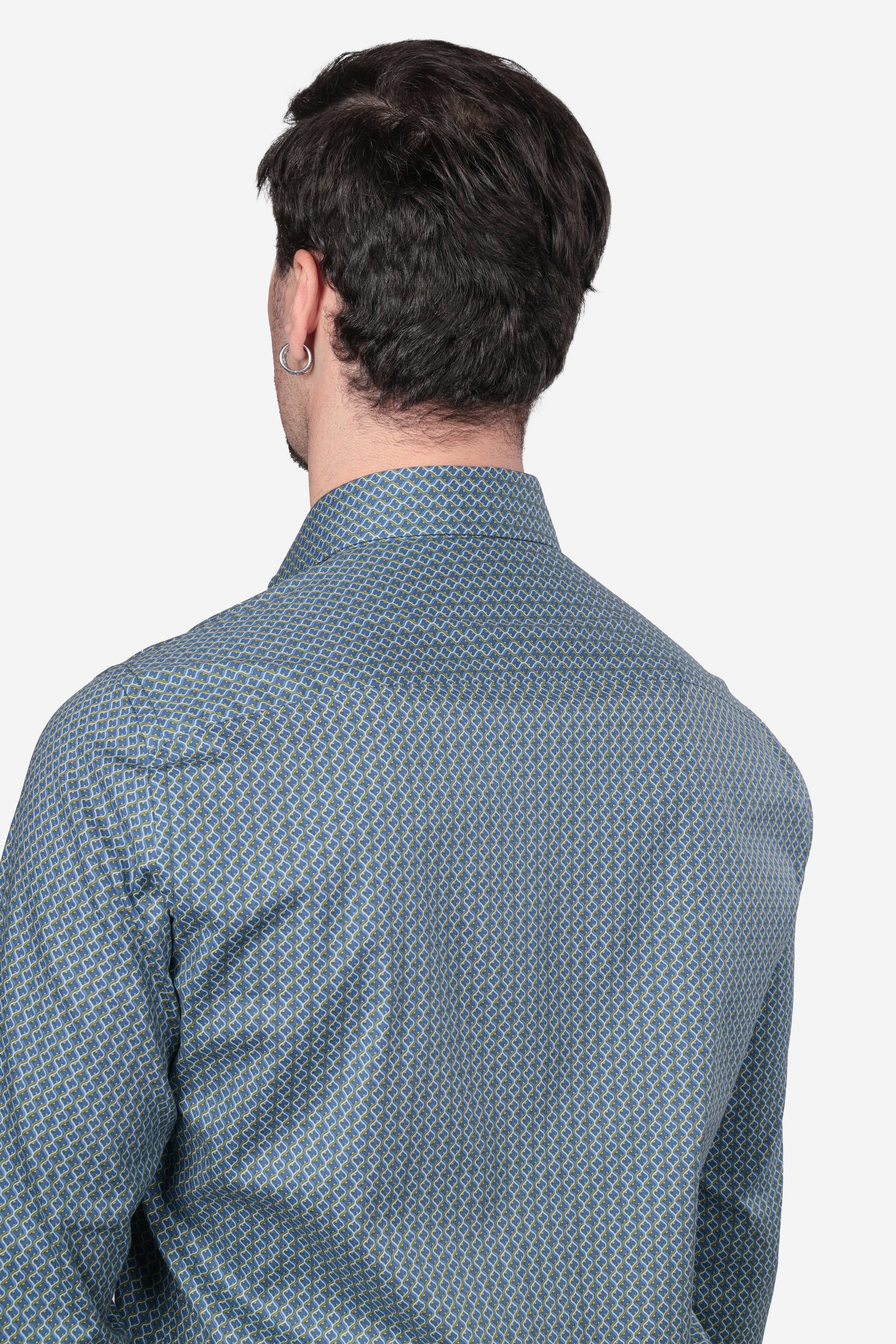Camicia facile stiro a fantasia onda