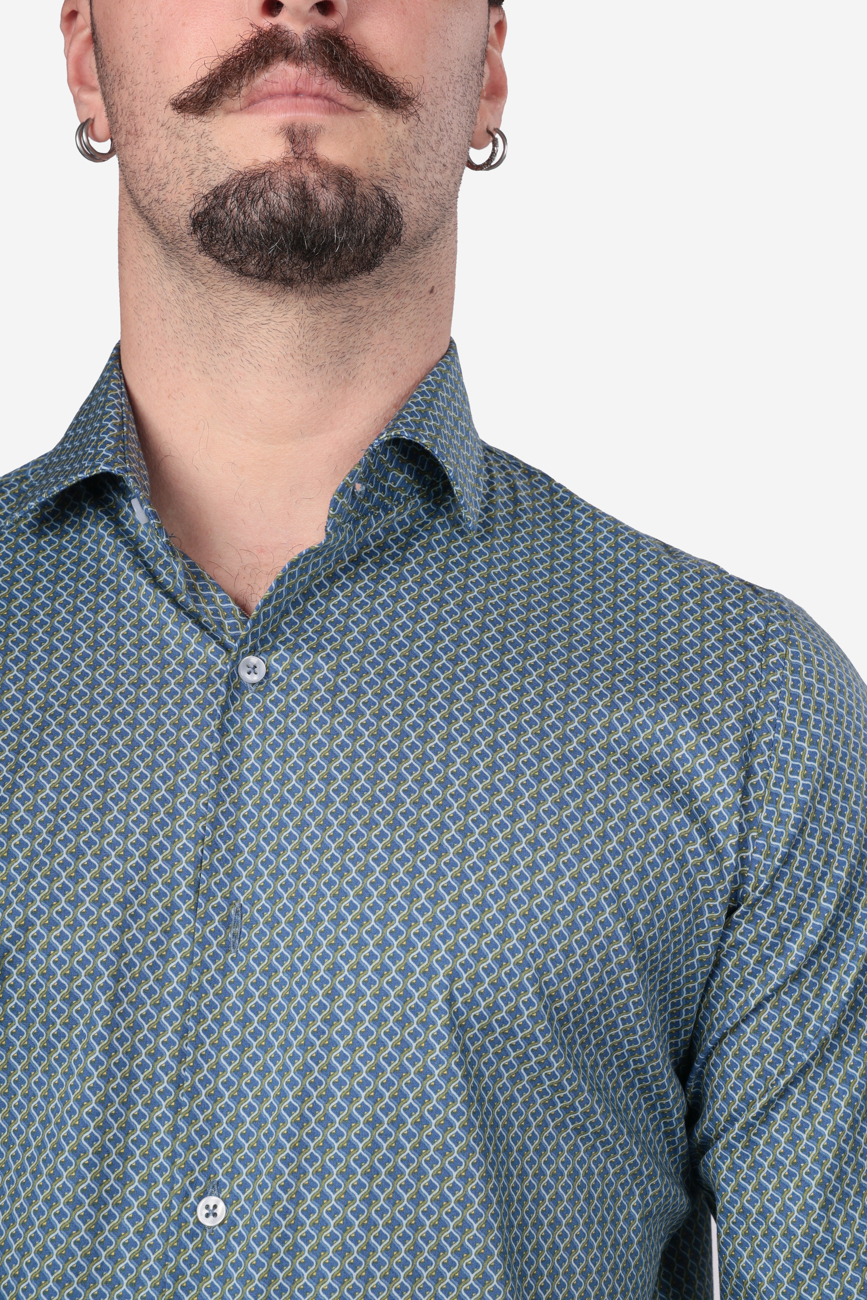 Camicia facile stiro a fantasia onda