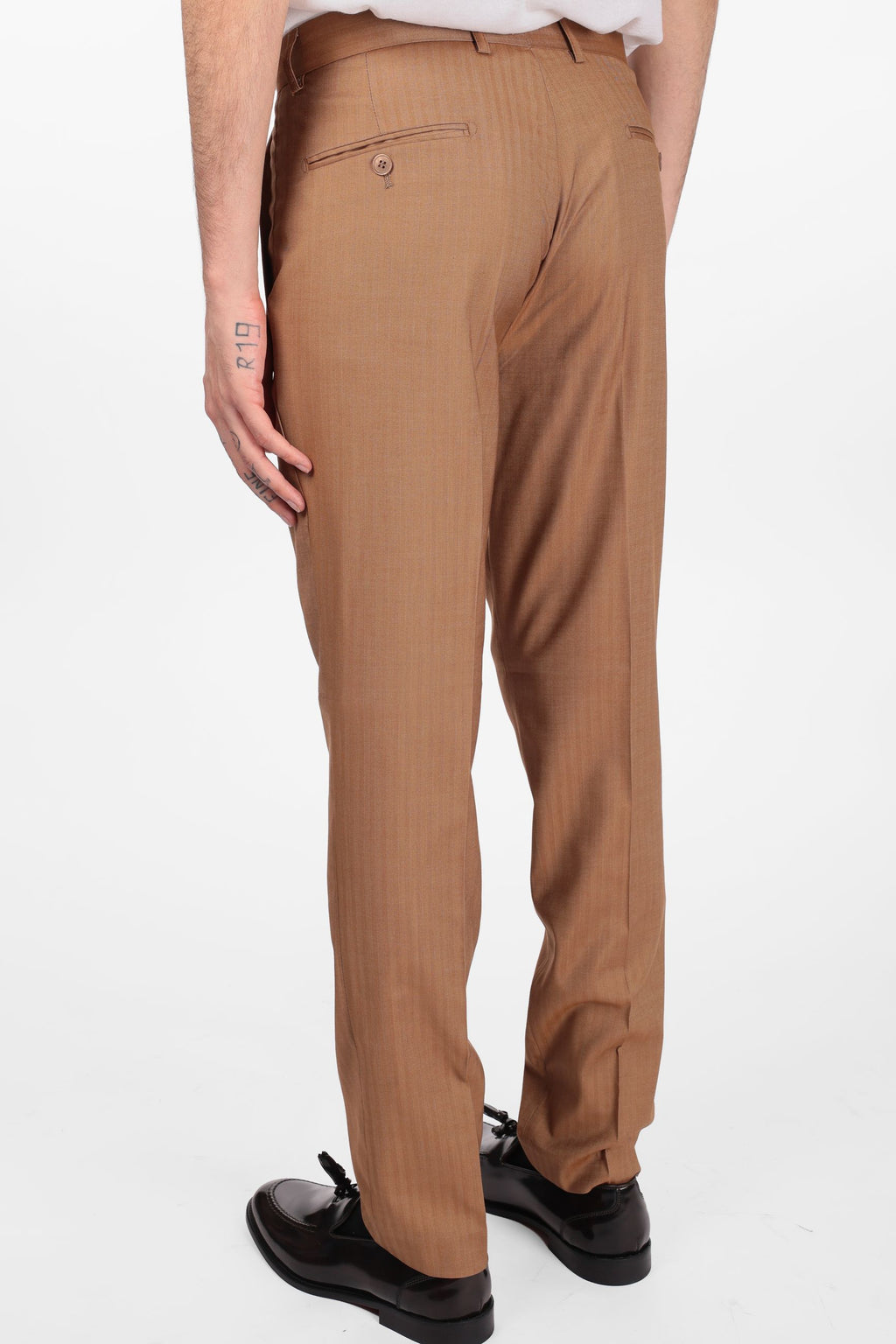Pantalone classico da abito spina di pesce