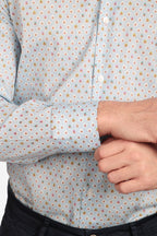 Camicia facile stiro a fantasia pavone