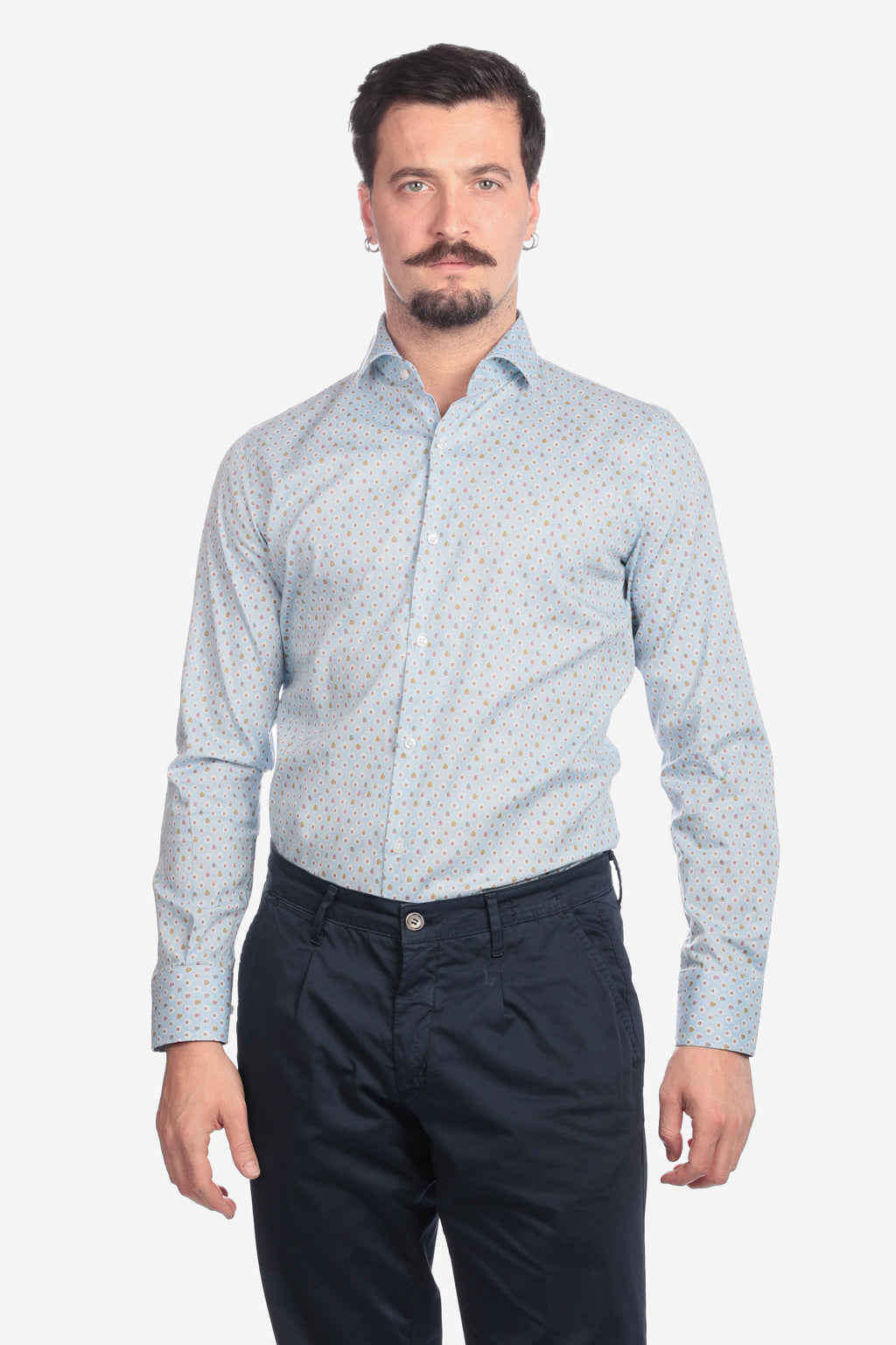 Camicia facile stiro a fantasia pavone