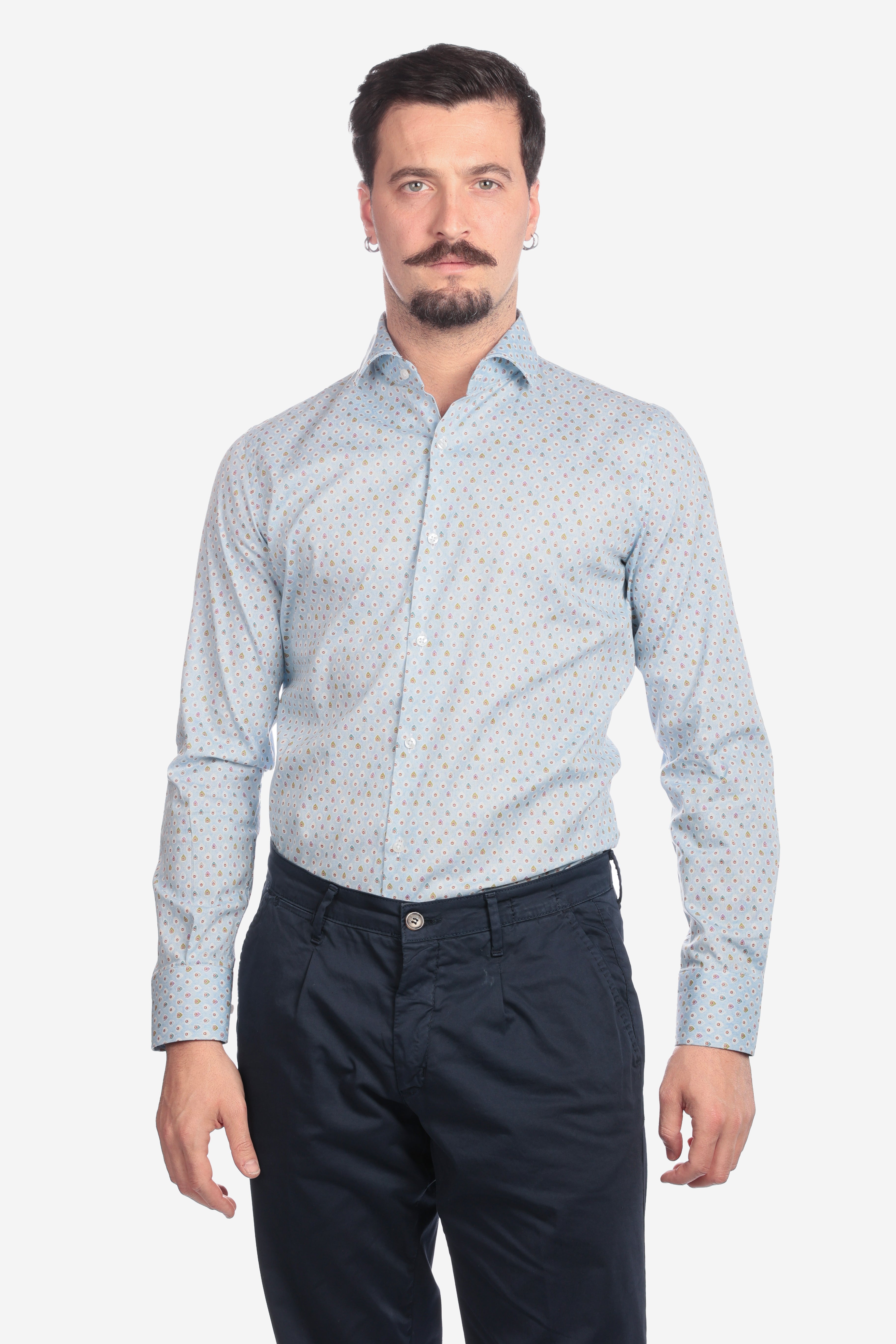 Camicia facile stiro a fantasia pavone