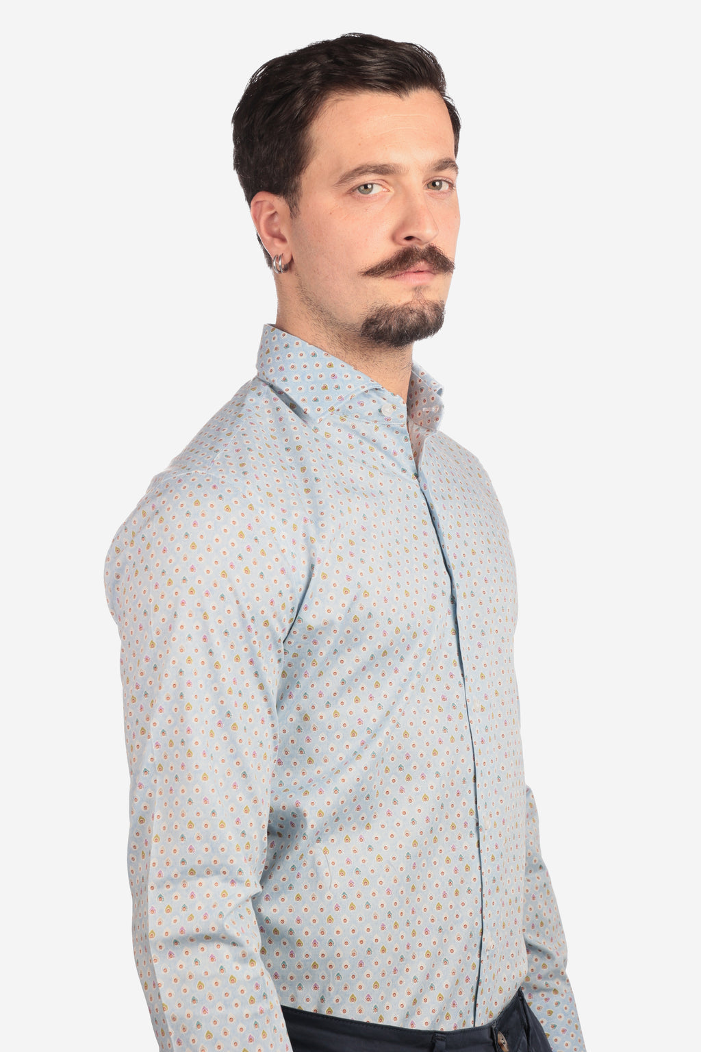 Camicia facile stiro a fantasia pavone