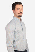 Camicia facile stiro a fantasia pavone