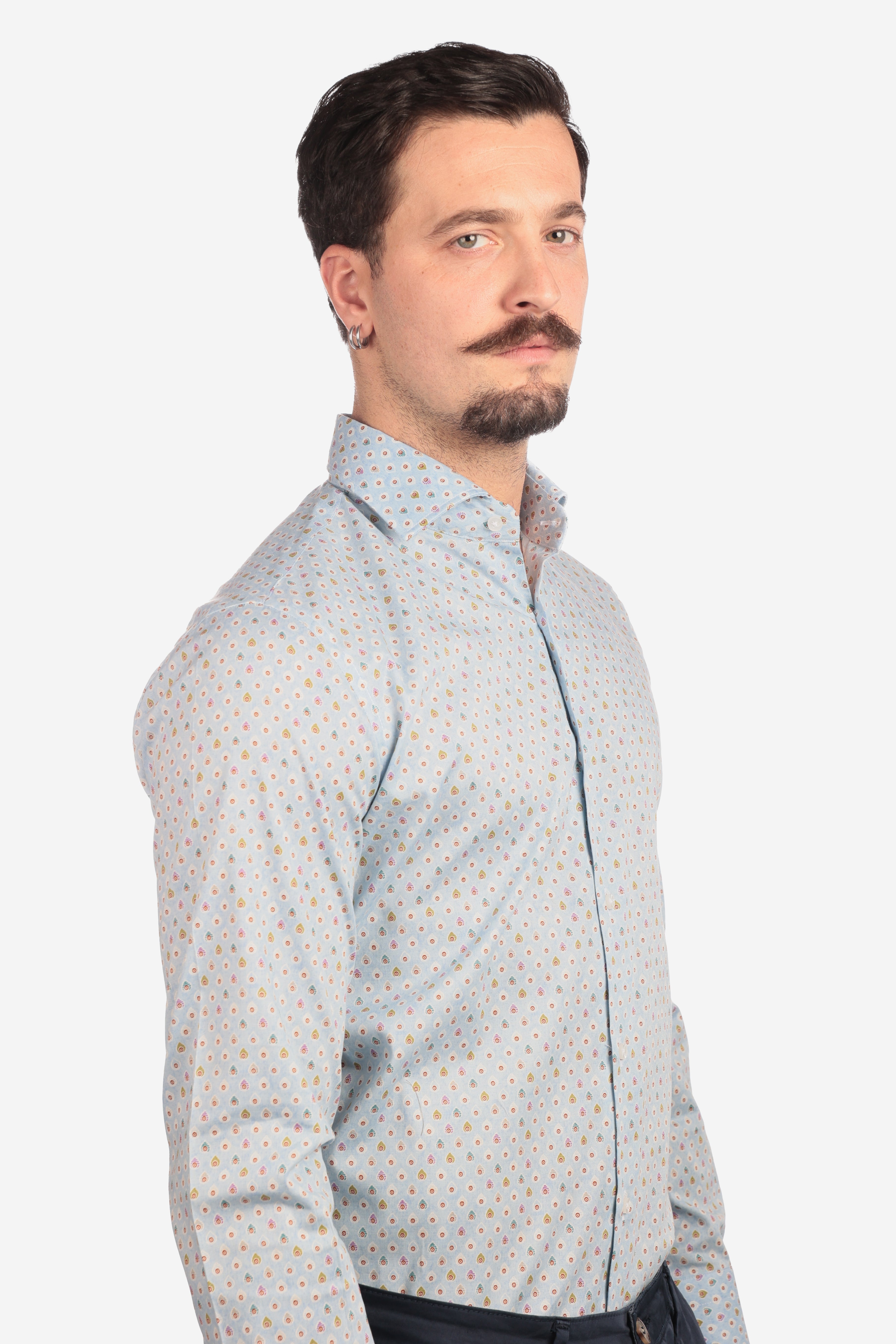 Camicia facile stiro a fantasia pavone
