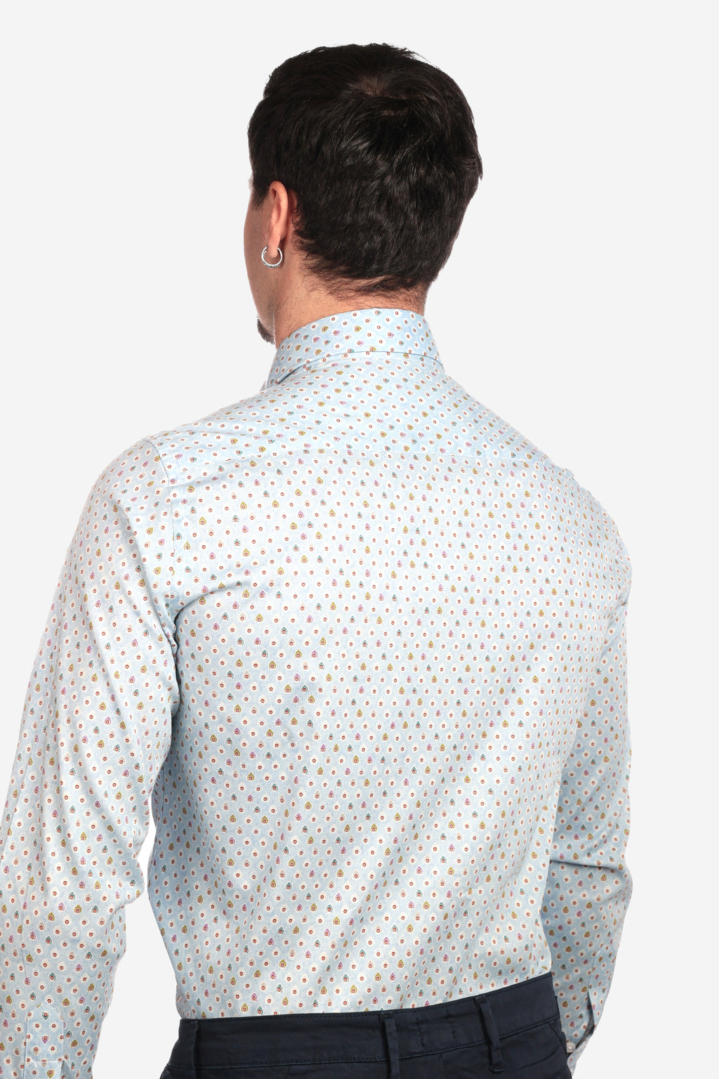 Camicia facile stiro a fantasia pavone