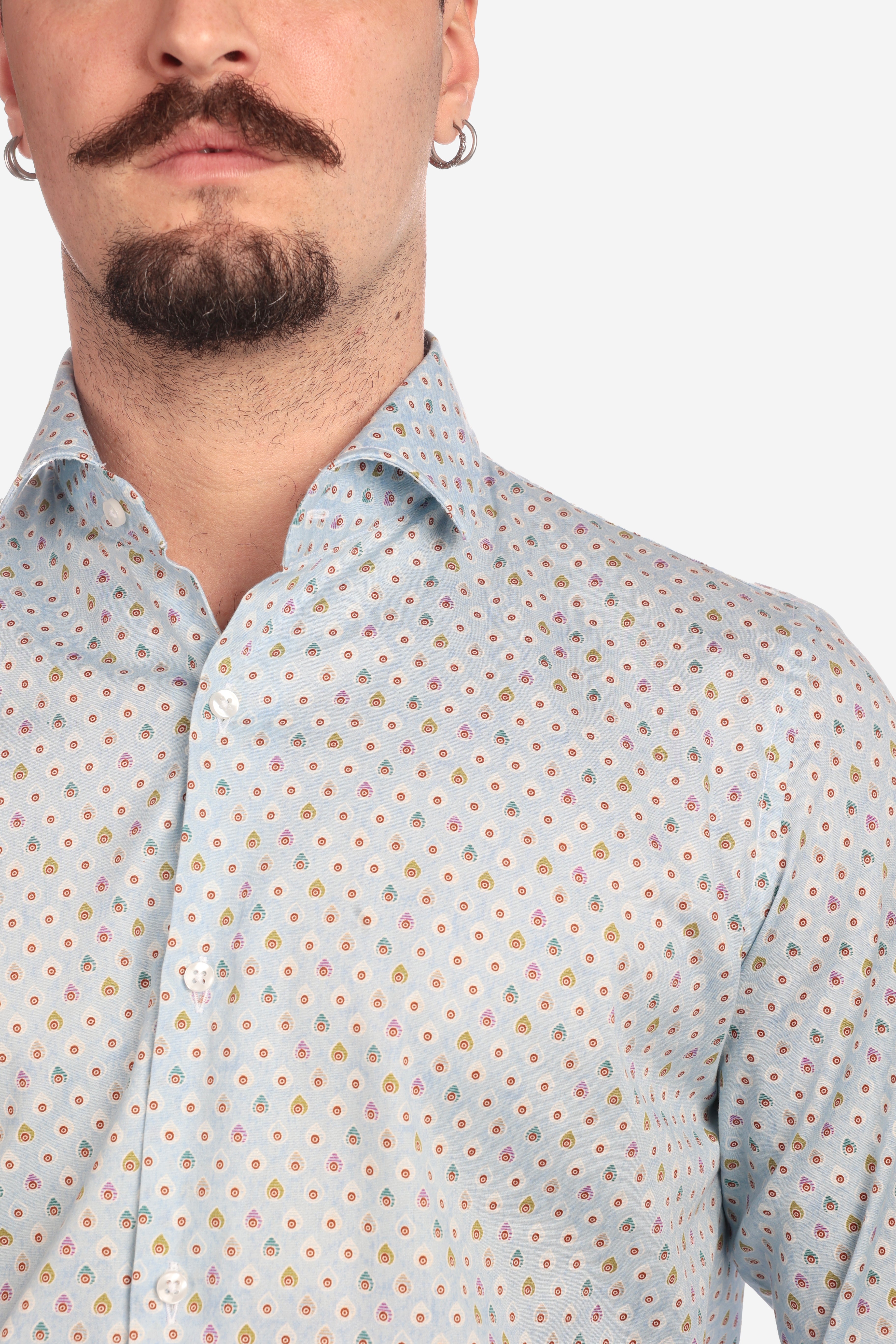 Camicia facile stiro a fantasia pavone