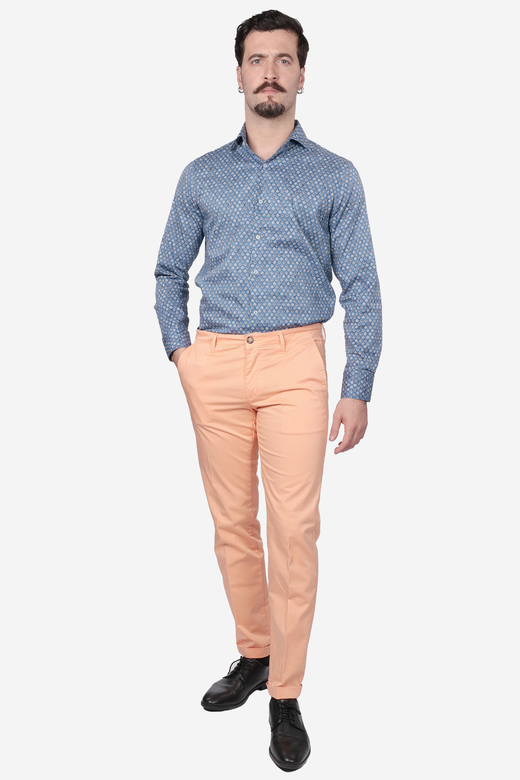 Camicia facile stiro a fantasia pavone