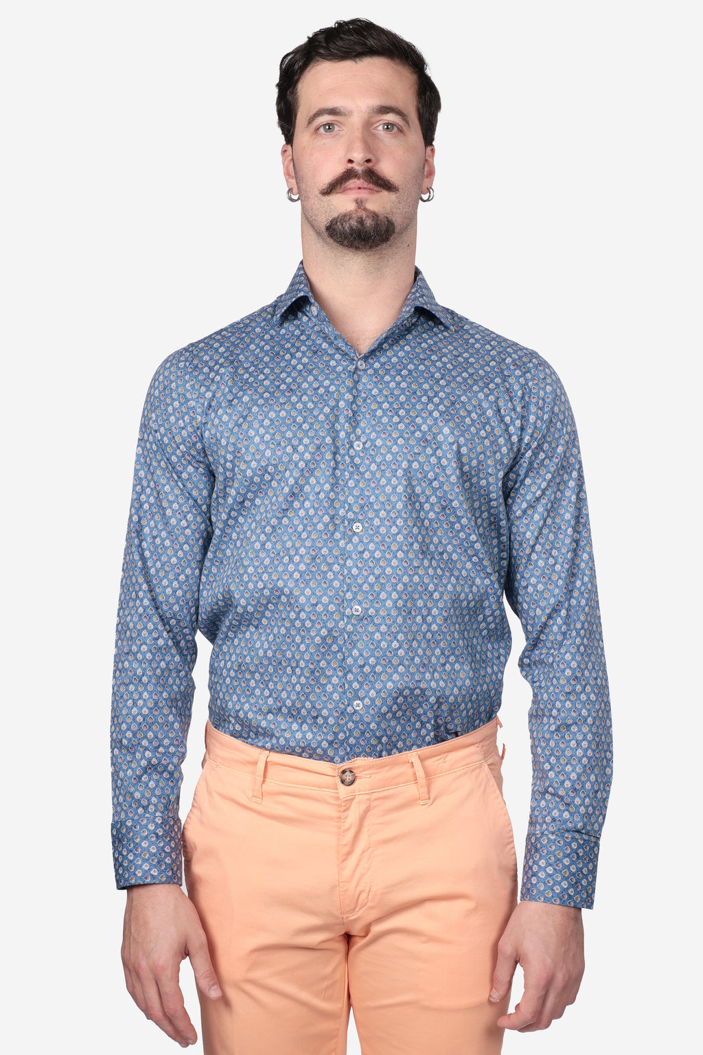 Camicia facile stiro a fantasia pavone