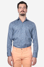 Camicia facile stiro a fantasia pavone