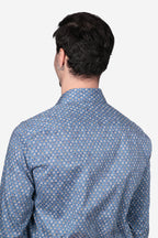 Camicia facile stiro a fantasia pavone