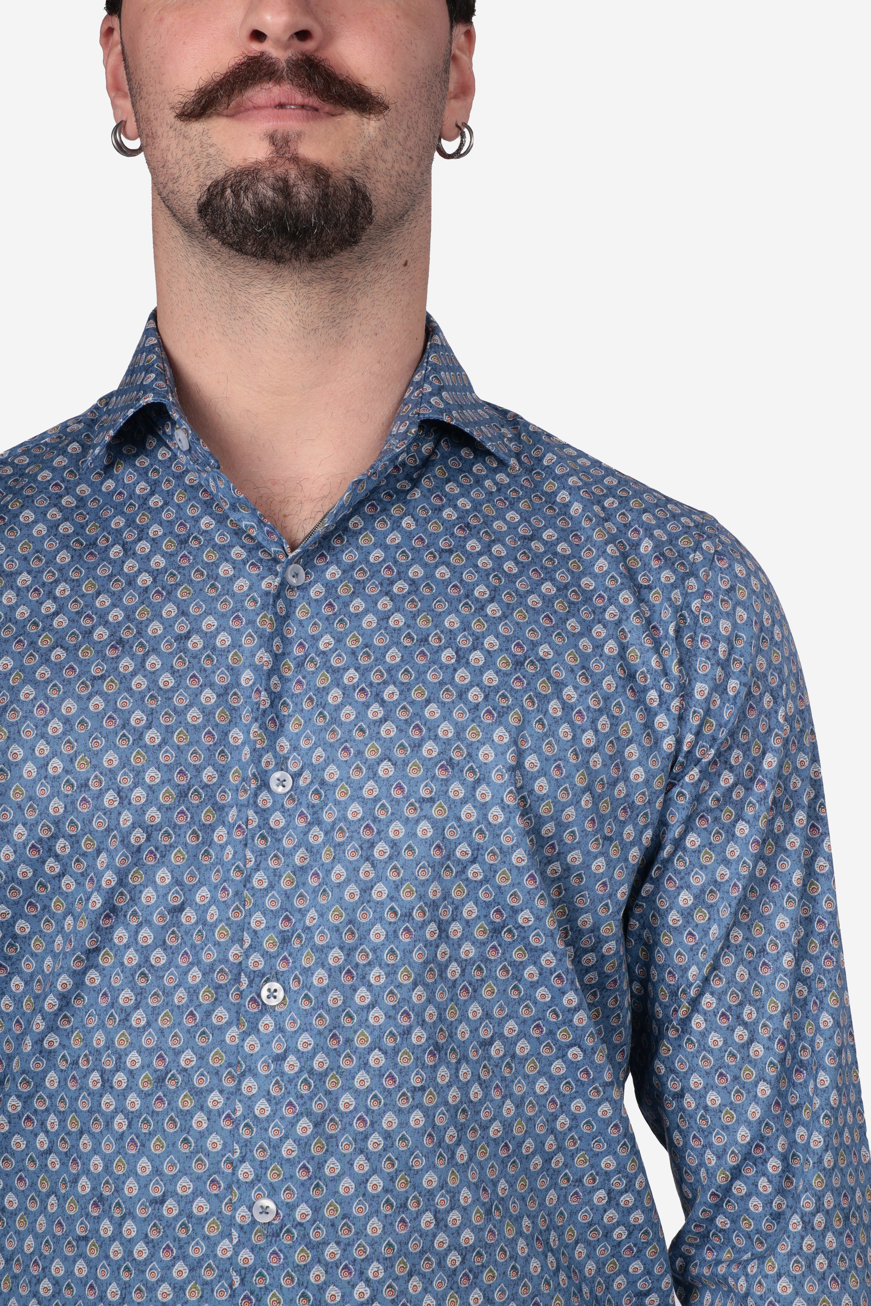 Camicia facile stiro a fantasia pavone