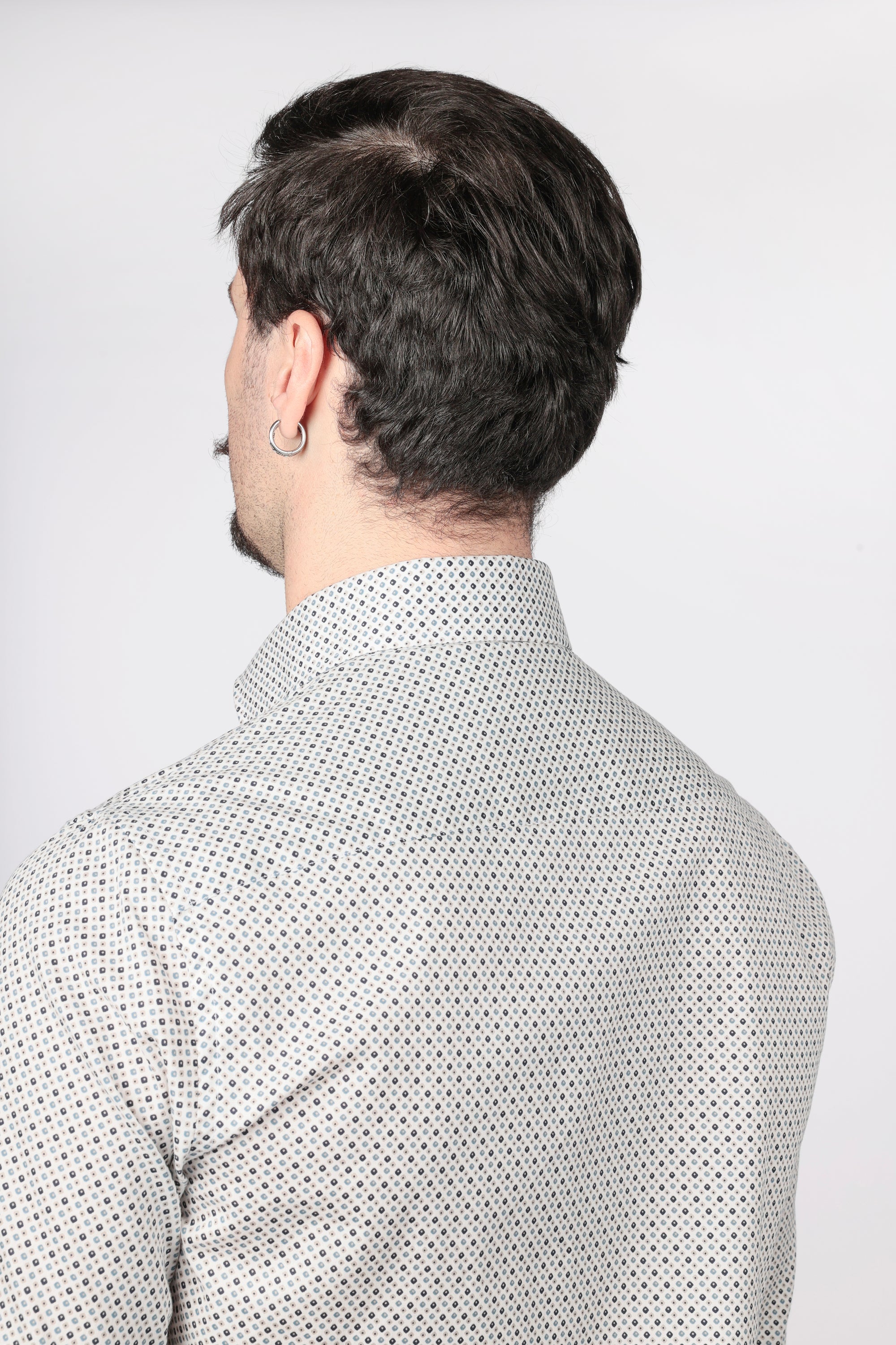 CAMICIA 100% COTONE FACILE STIRO CON FANTASIA ROMBO