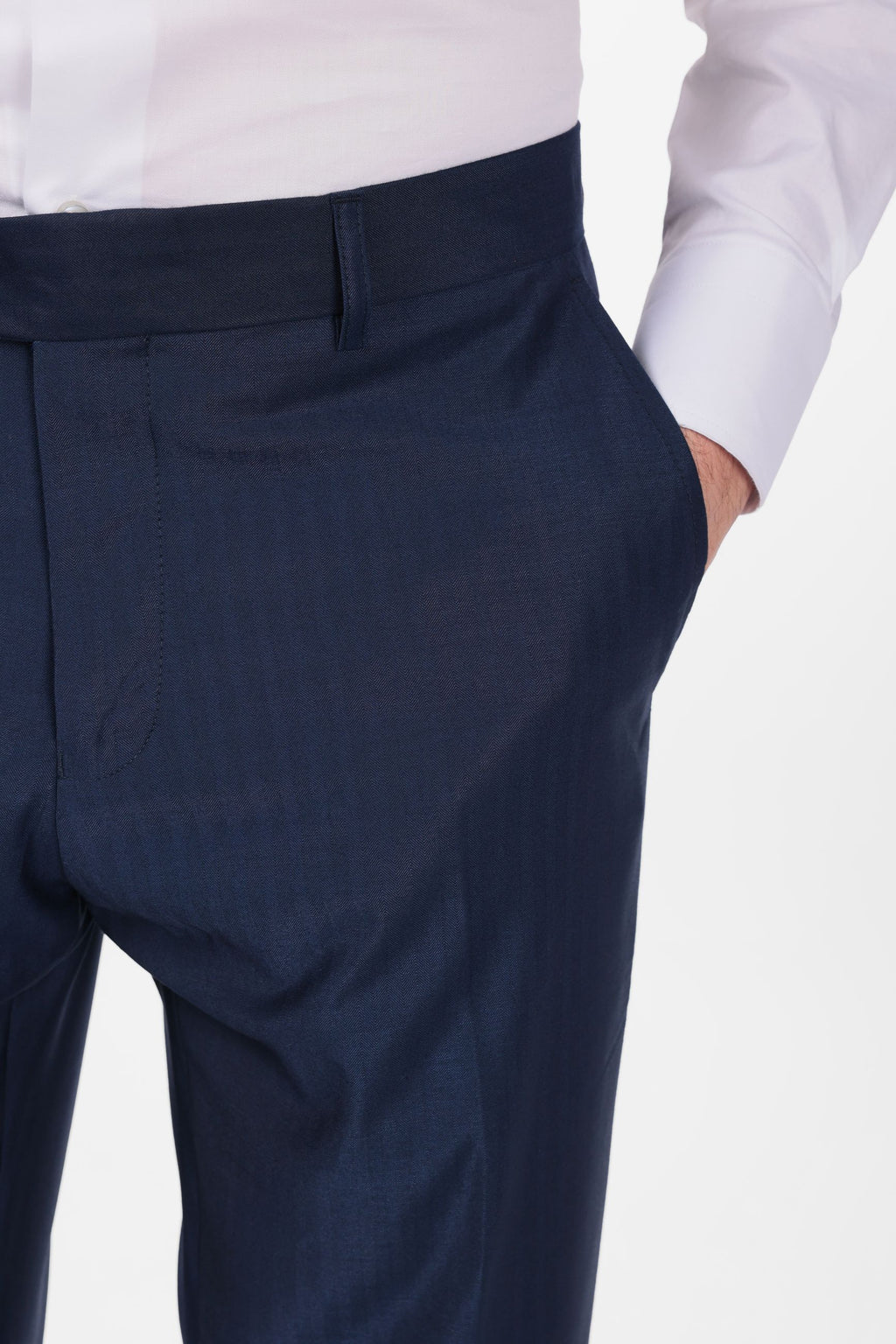 Pantalone classico da abito spina di pesce