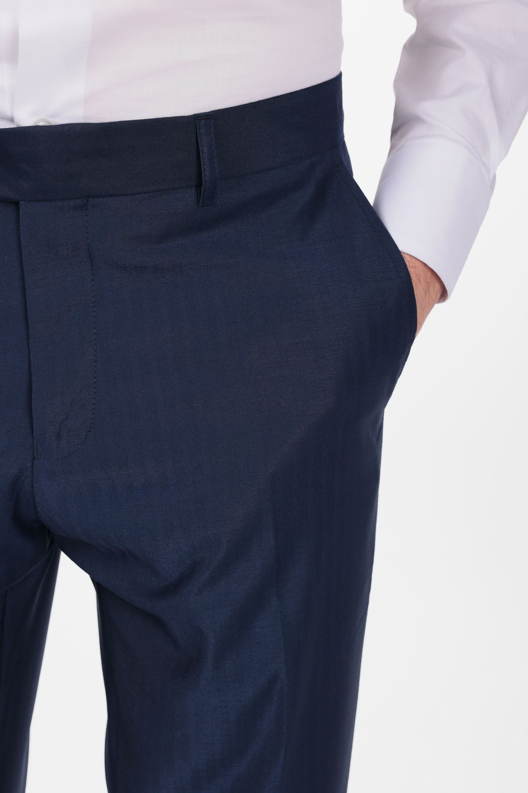Pantalone classico da abito spina di pesce