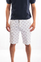 Bermuda Uomo in Cotone Made in Italy con Stampa Barca a Vela