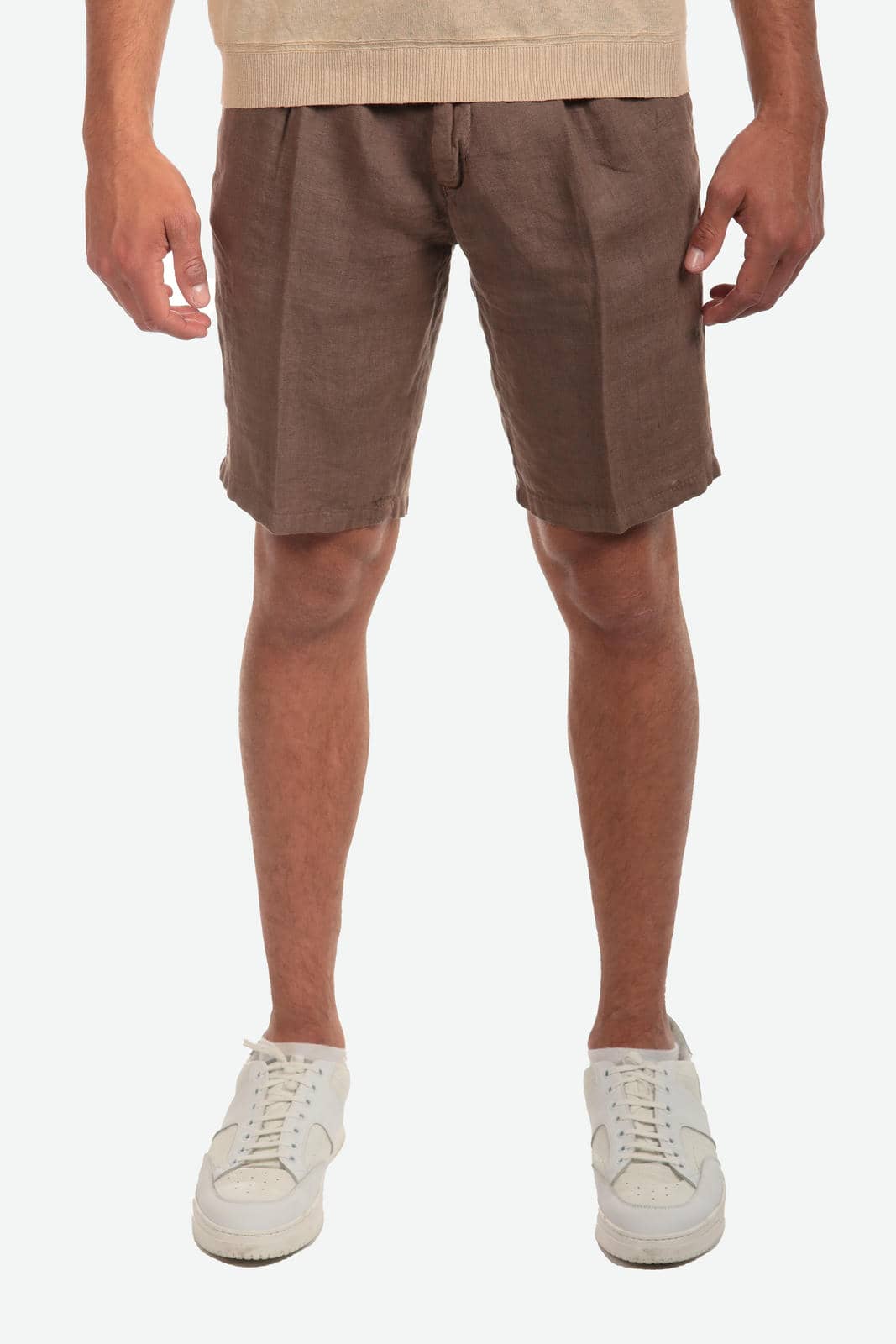 Bermuda in 100% lino con pences
