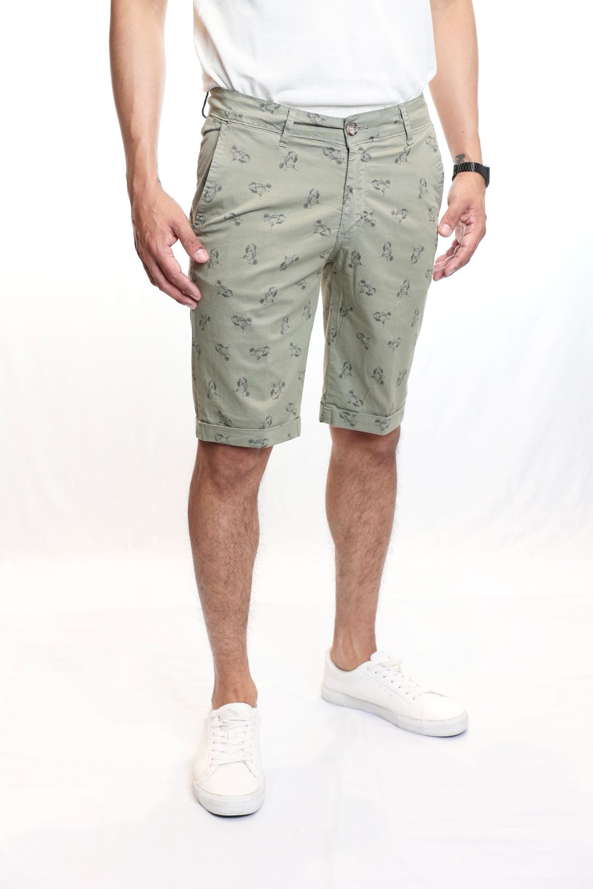 Bermuda Uomo in Cotone Made in Italy con Stampa Vespa Special