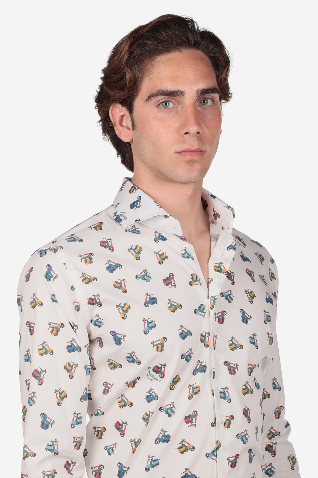Camicia in 100% cotone fantasia vespa special manica lunga